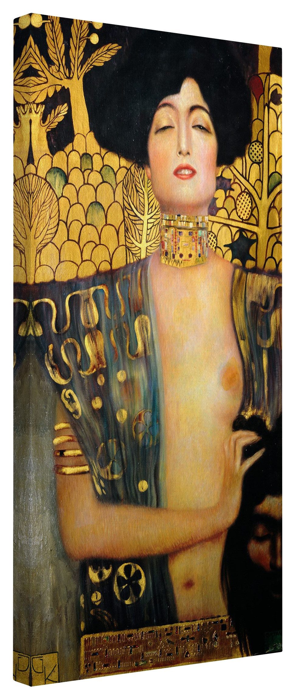 Bilderdepot24 Leinwandbild Kunstdruck Jugendstil Gustav Klimt Judith gelb Bild auf Leinwand XXL, Wohnzimmer Schlafzimmer Küche Flur Wandbild Kunstkopie Wanddeko Druck