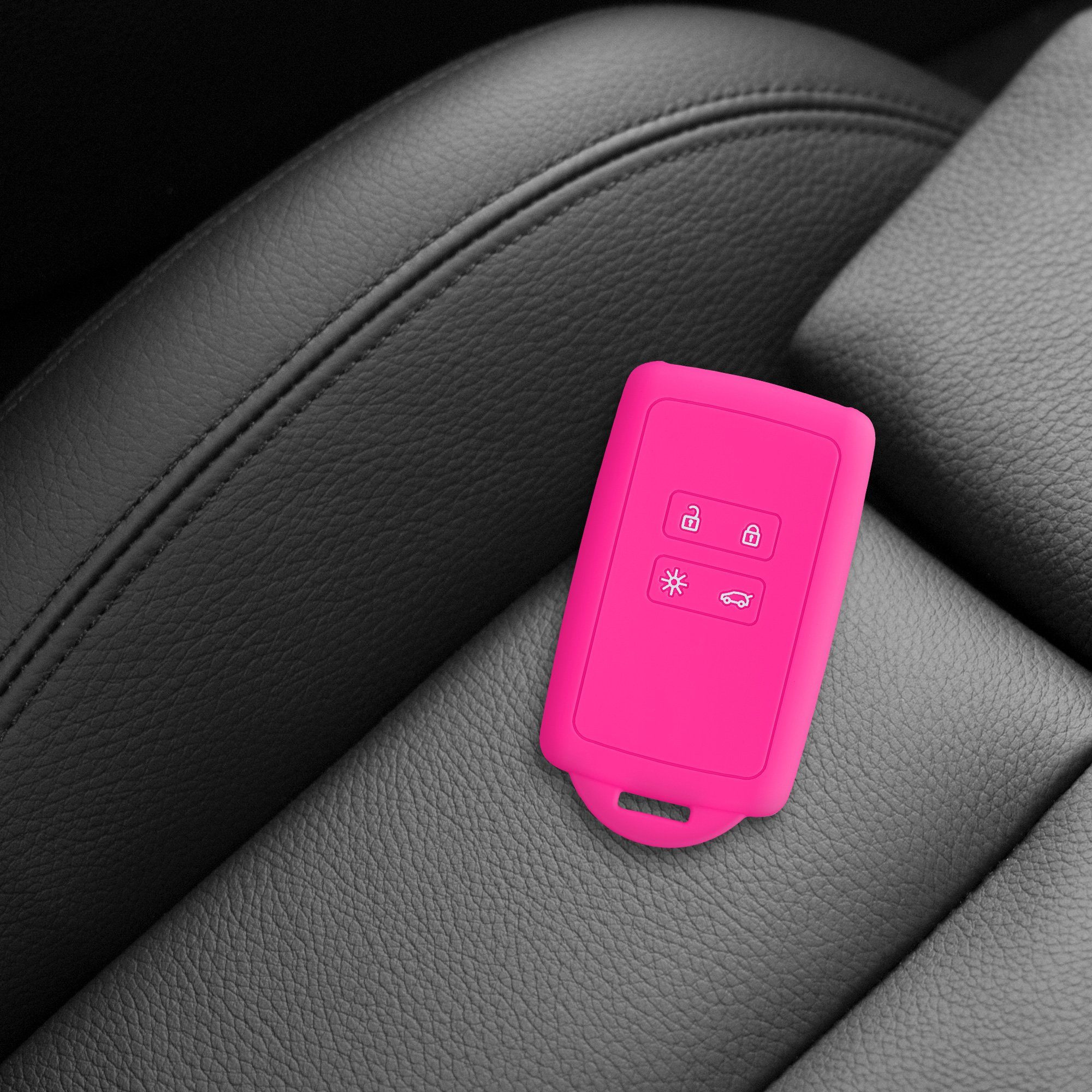 für Schlüsselhülle Schutzhülle Hülle Pink Autoschlüssel Schlüsseltasche kwmobile Neon Silikon Renault,