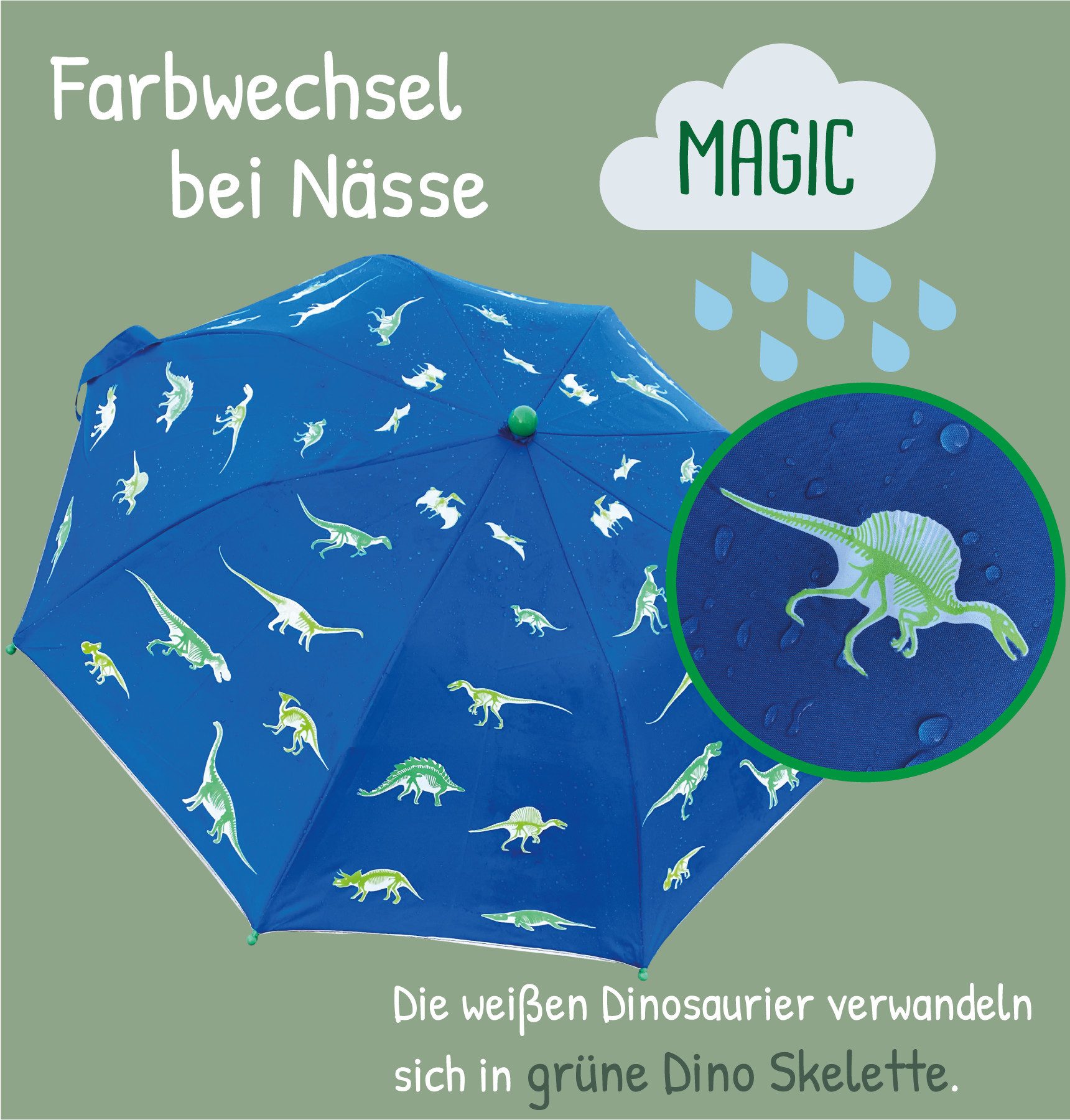 HECKBO Taschenregenschirm Magic Kinder Jungen Mädchen Regenschirm wechselt bei Regen die Farbe, mit Reflektoren an der Seite