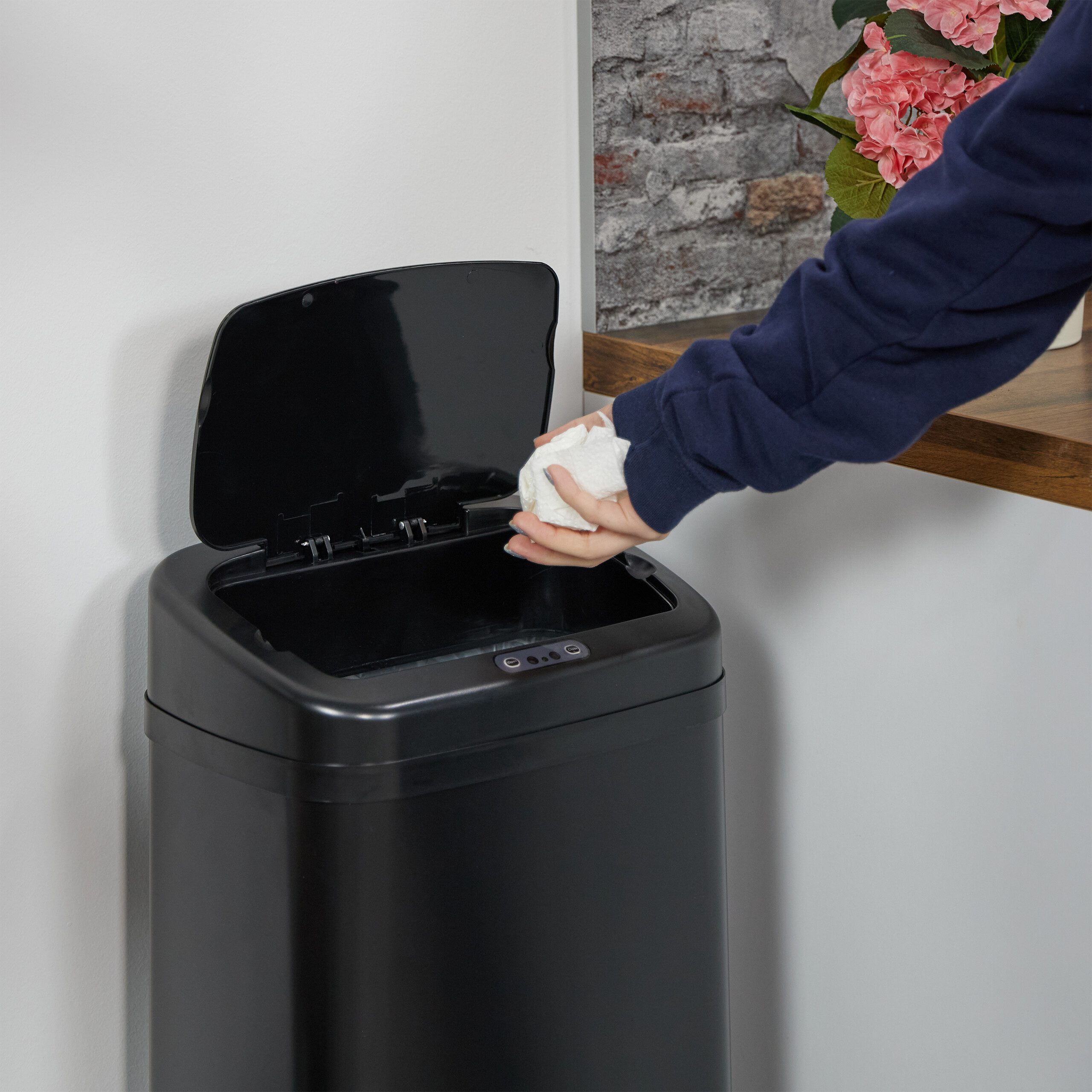 relaxdays Mülleimer Schwarzer Mülleimer mit Sensor, 40 L