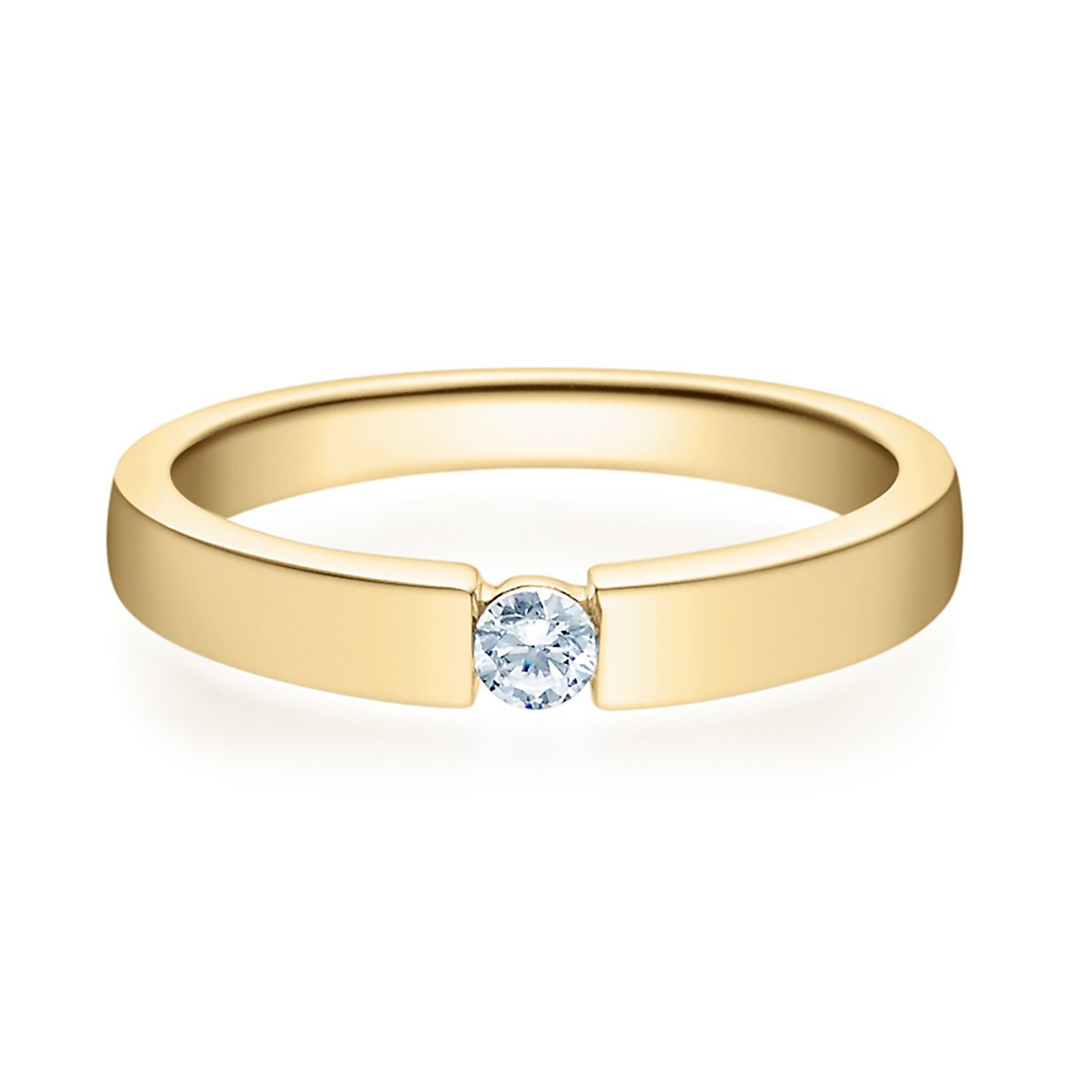 - (inkl. ct. 585er Brillant Verlobungsring Poliert Stella-Jewellery Etui), 0,10ct. mit 0,15 Gelbgold Verlobungsring