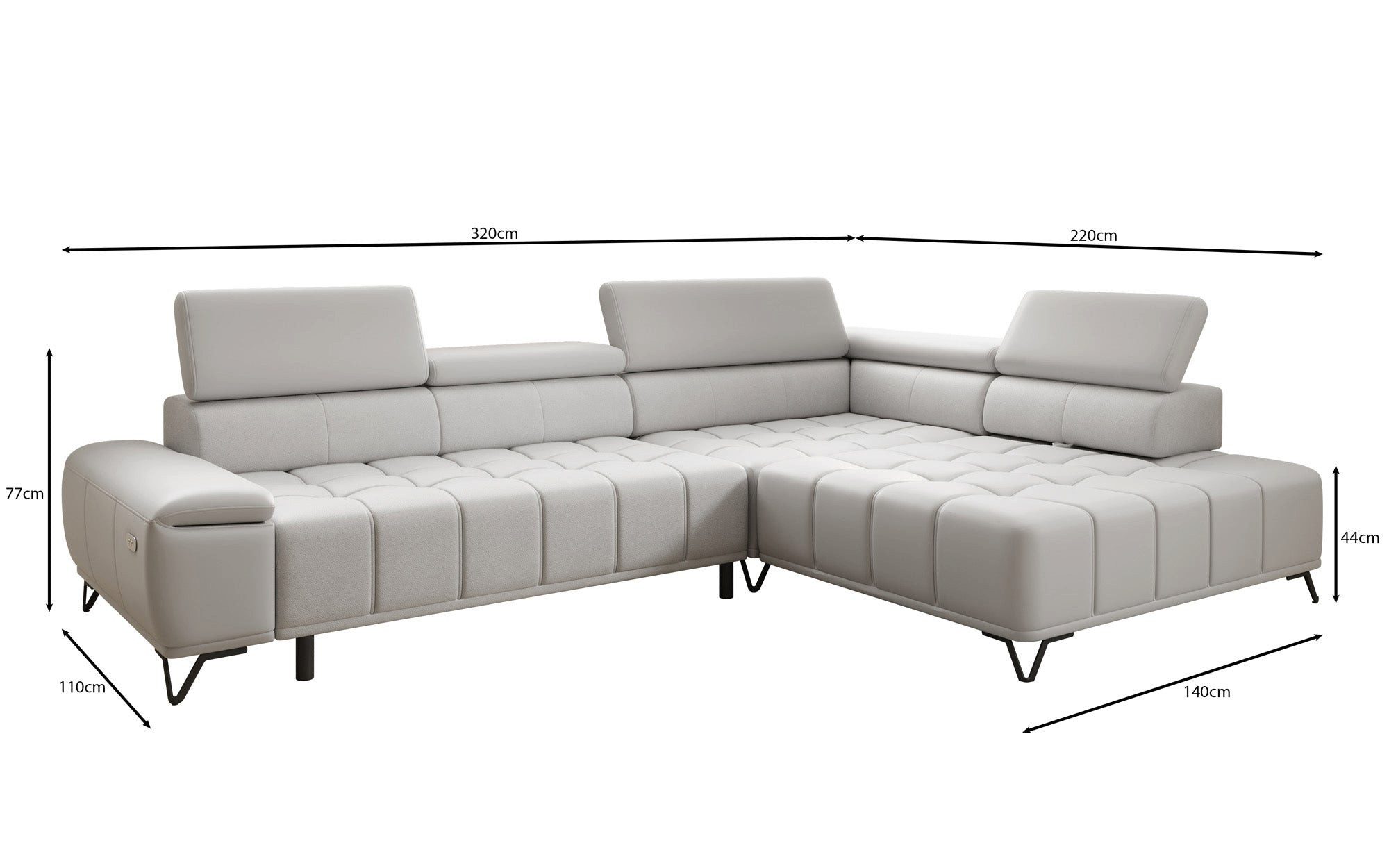 Luxusbetten24 Schlafsofa Designer L Sofa Selora in Echtleder, mit elektrischer Schlaffunktion und verstellbarerer Rückenlehne