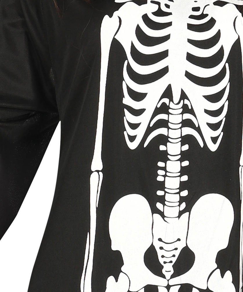 Karneval-Klamotten Kostüm Skelett Tunika Damen Einheitsgröße, Horror Damenkostüm Halloween Karneval