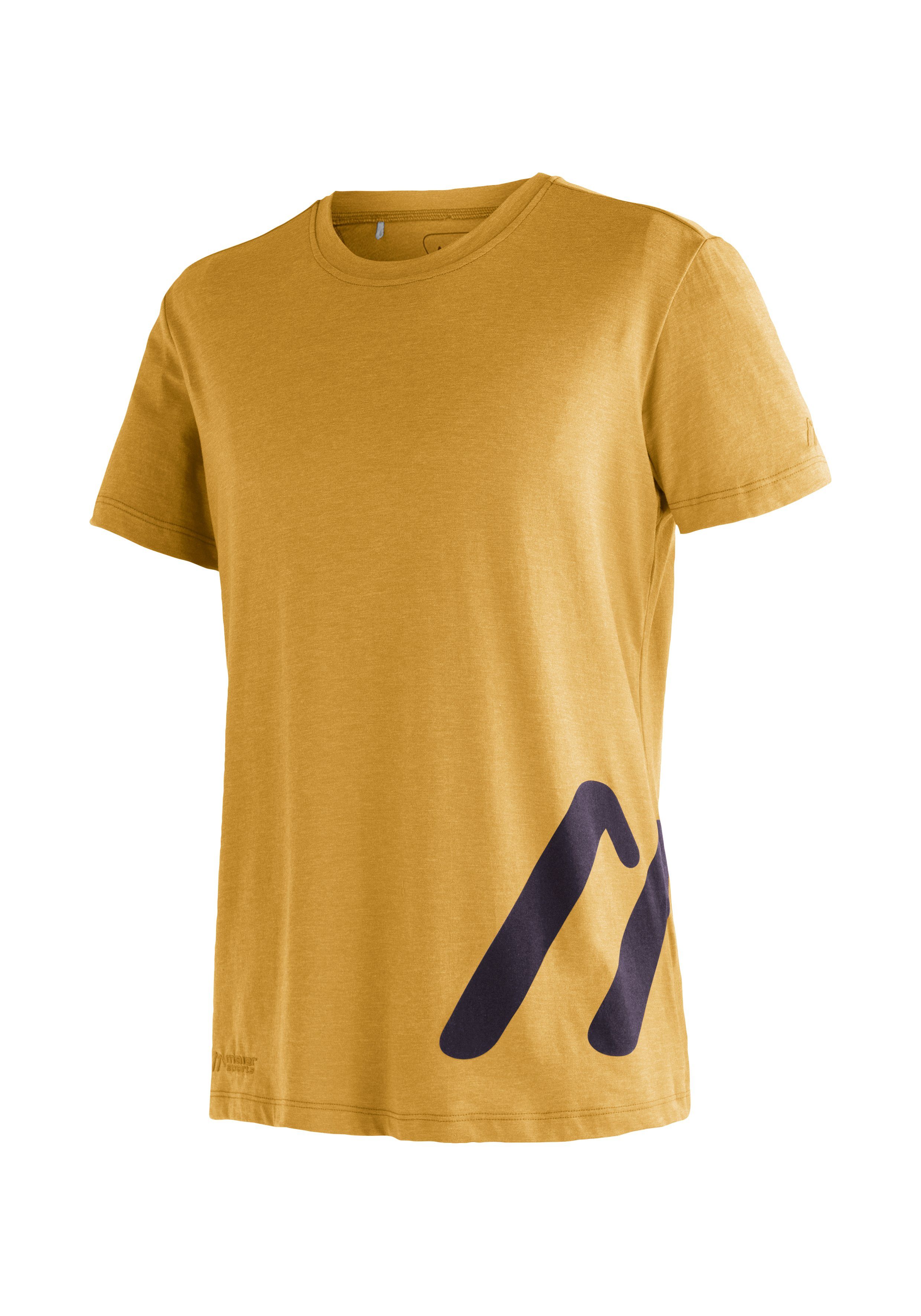 Tee Logo Wandern M Herren Kurzarmshirt Freizeit Maier dunkelorange und Print Sports T-Shirt für mit