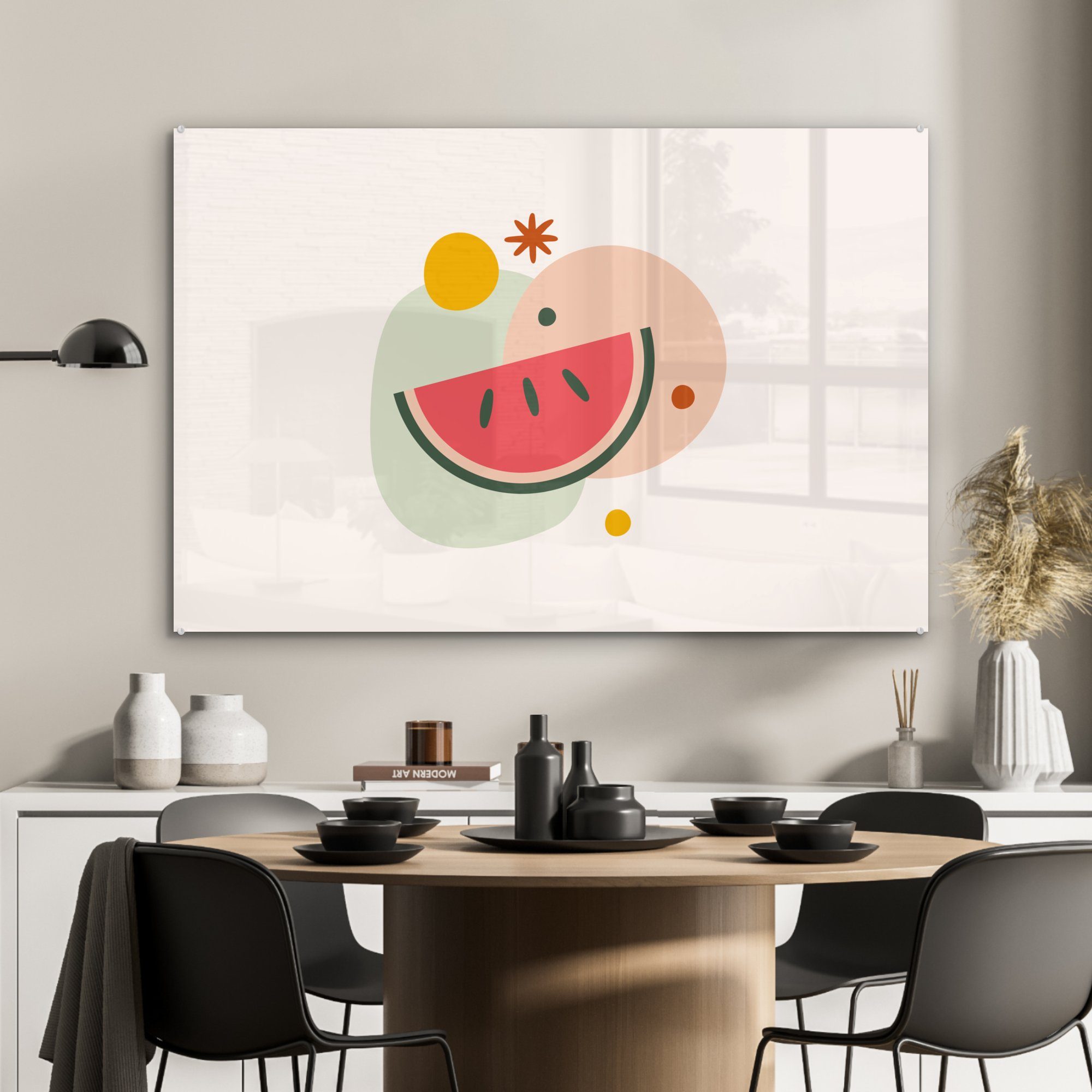 Pastell, & Acrylglasbilder Schlafzimmer - (1 Acrylglasbild Obst MuchoWow Wohnzimmer Wassermelone St), -