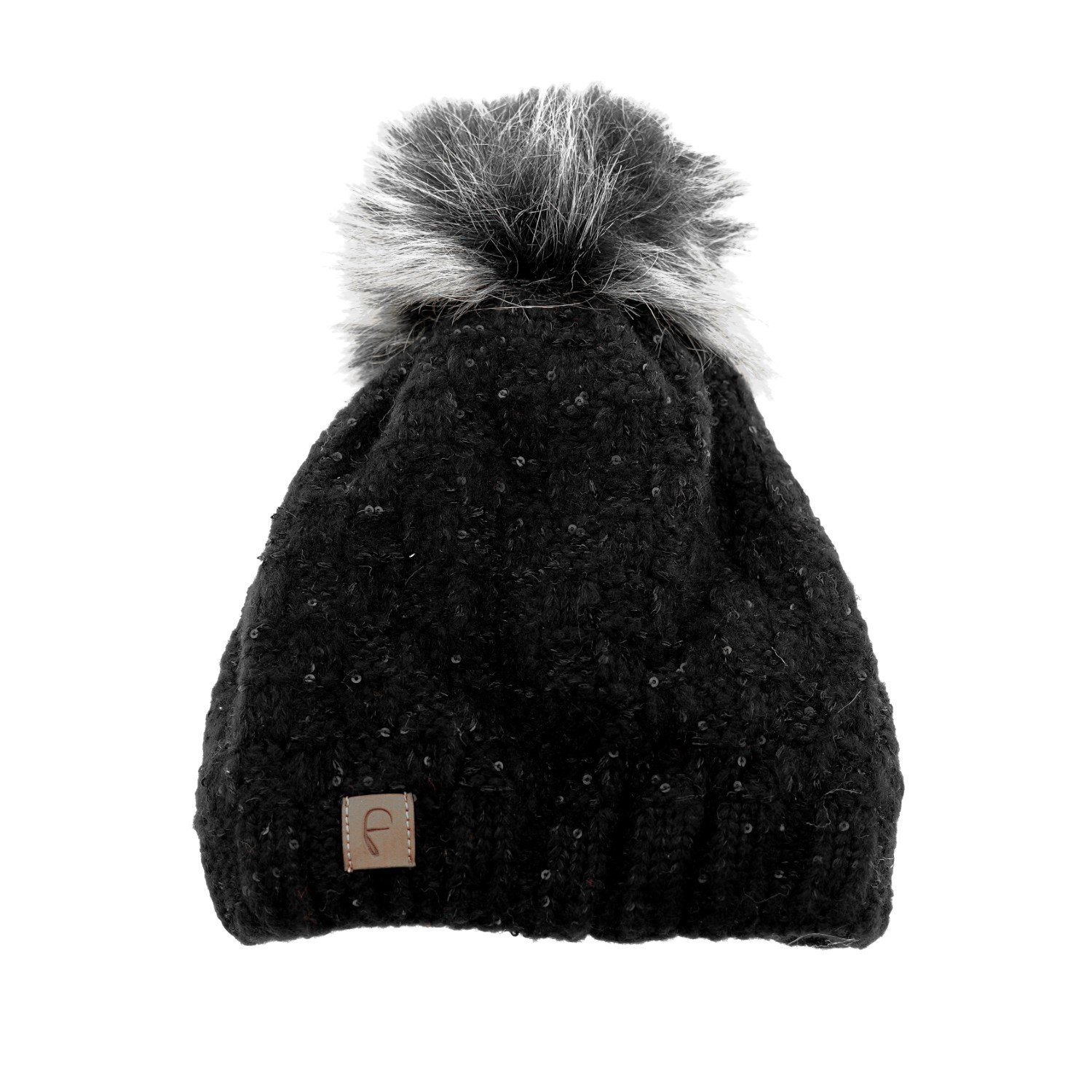 Faera Bommelmütze Mütze zum Warmhalten im Herbst oder Winter Bommel-Mütze mit Perlen