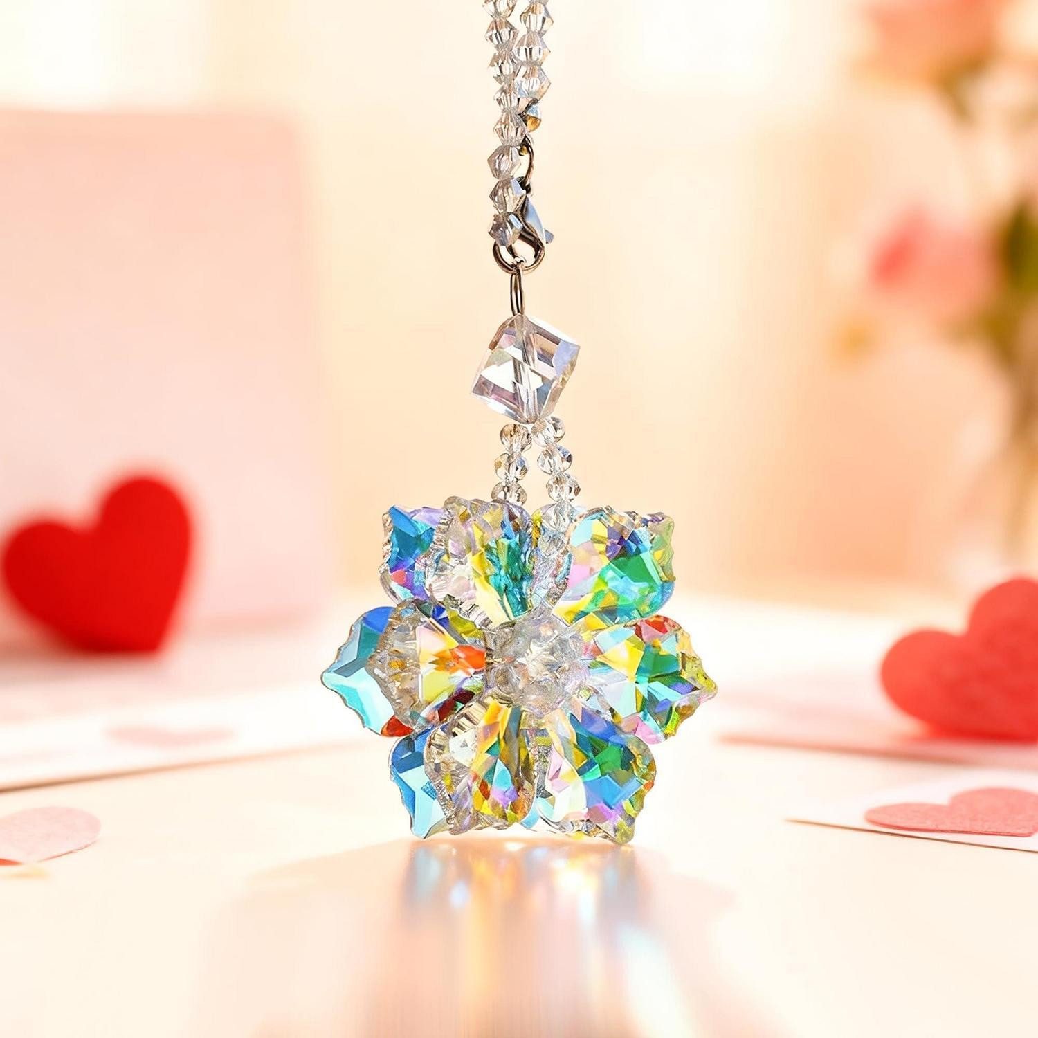 LuxusKollektion Ornament Autoanhänger Innenspiegel Kristall Regenbogen-schneeflocke
