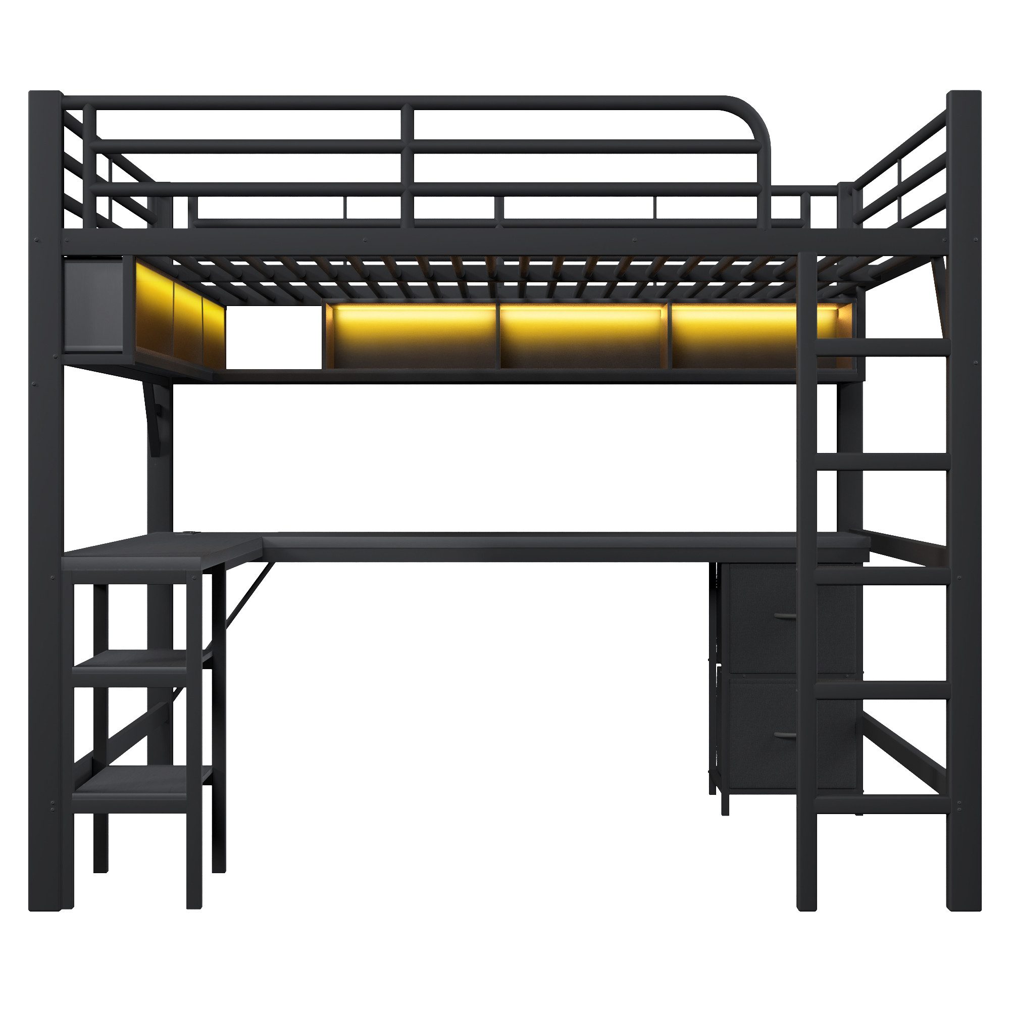 REDOM Hochbett Metall-Gaming-Funktionsbett (mit LED-Beleuchtung, Schreibtis günstig online kaufen