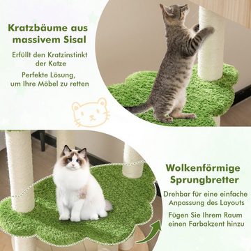 COSTWAY Kratzbaum, mit Katzenhaus, 139cm Sisal