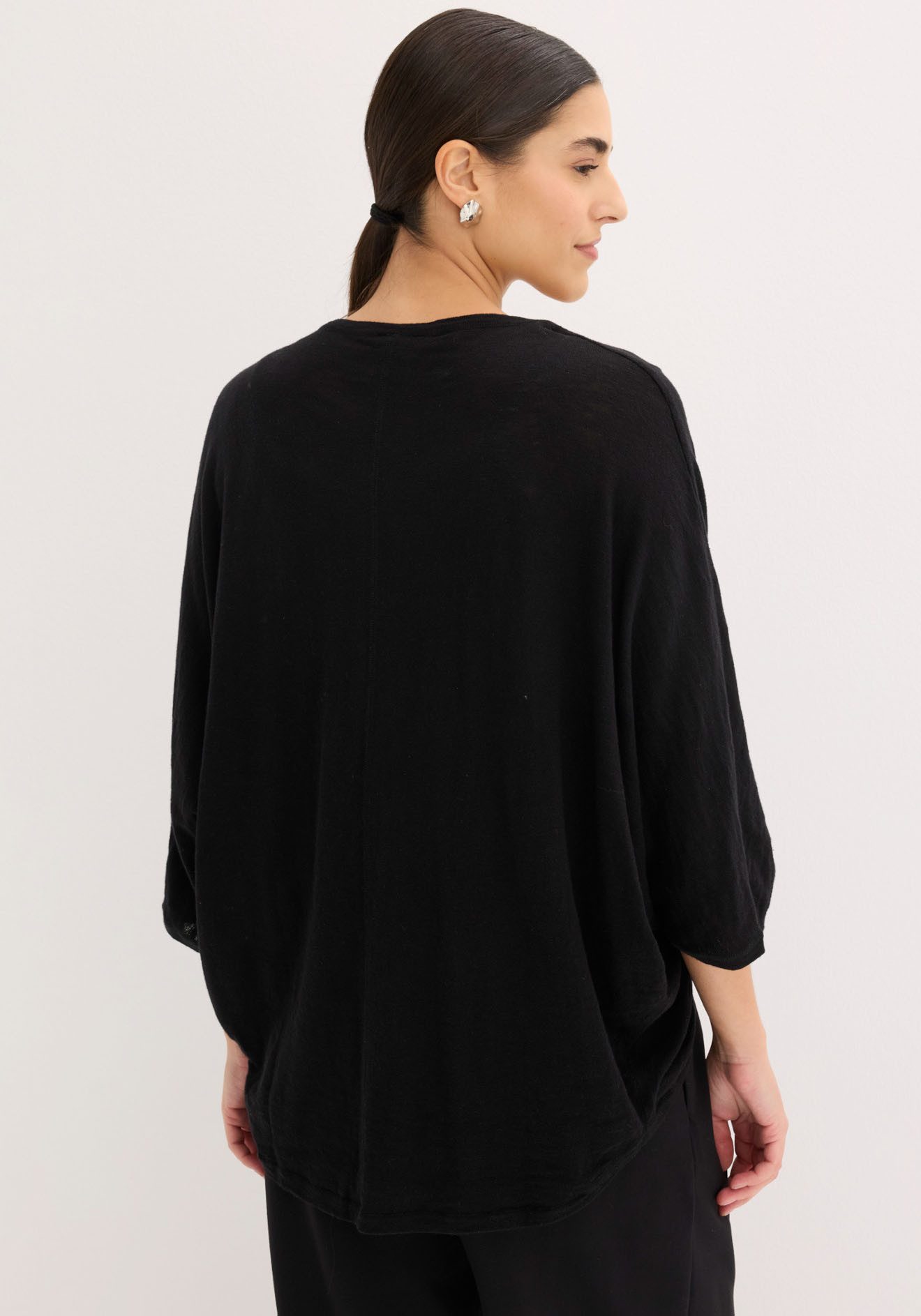 bonprix Strickjacke Oversize-Passform, 3/4-Ärmel, eleganter Stil, aus Baumwolle