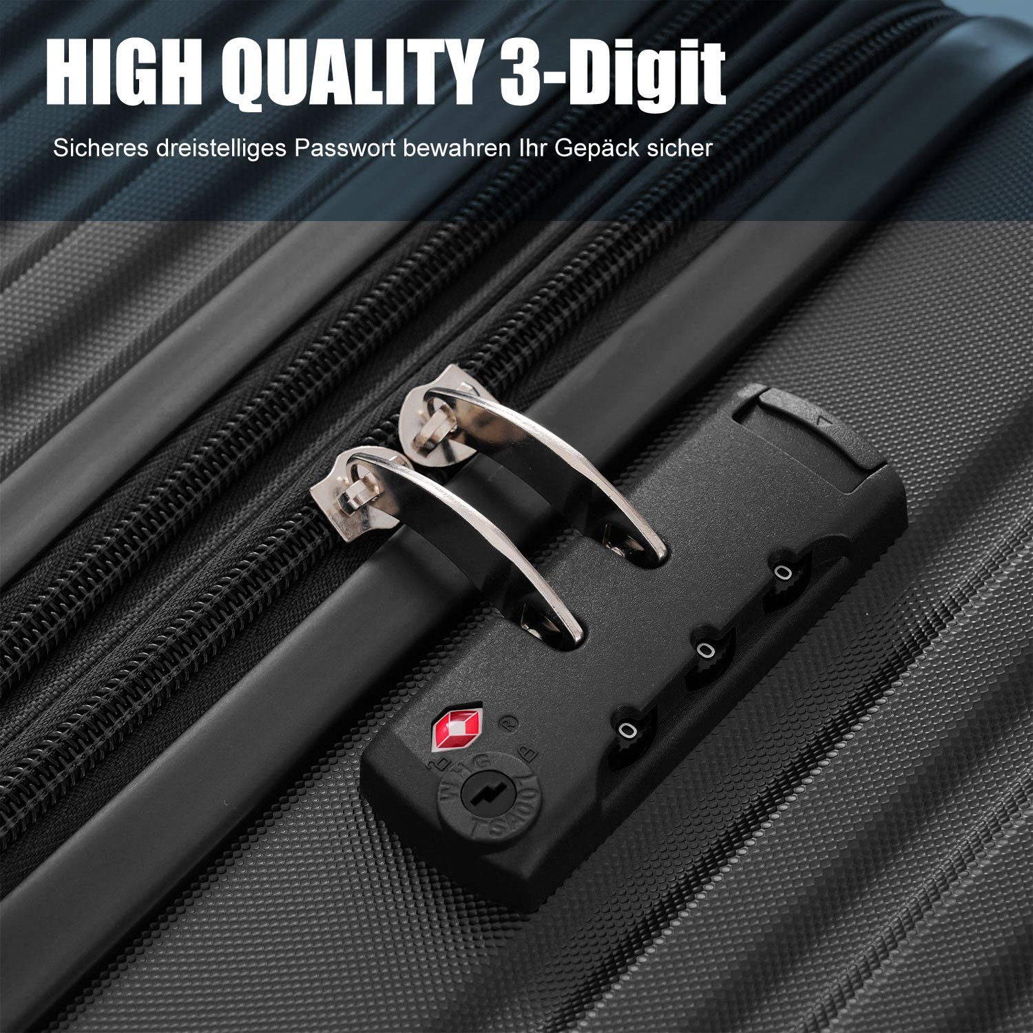 Flieks Hartschalen-Trolley, 4 Rollen, Handgepäck Trolley Hartschalenkoffer Reise, Erweiterung, TSA-Schloss
