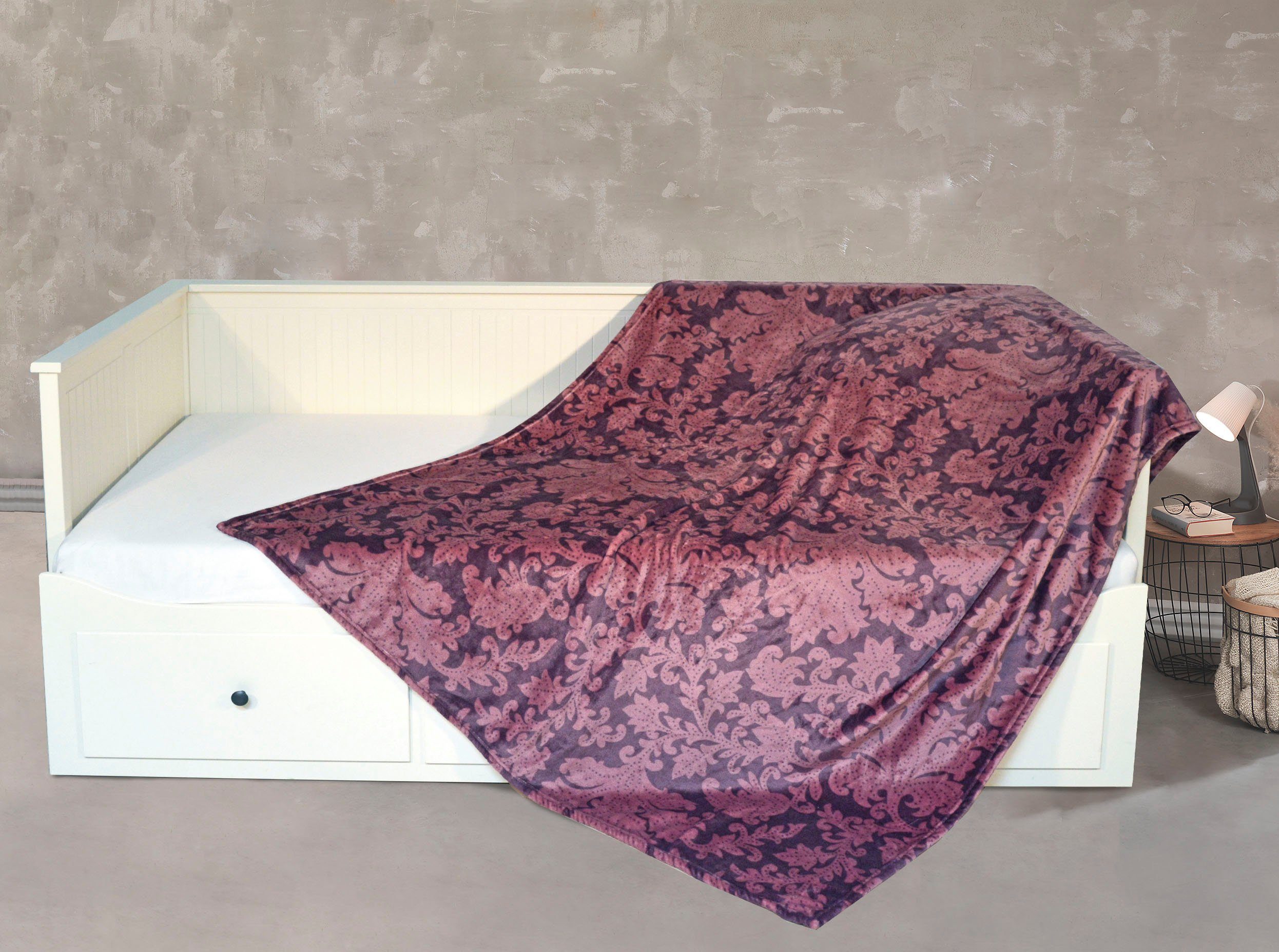 Wohndecke Kaschmirtouch, KiNZLER, elegantes Allover-Design, Kuscheldecke, bedruckt, 150x200 cm