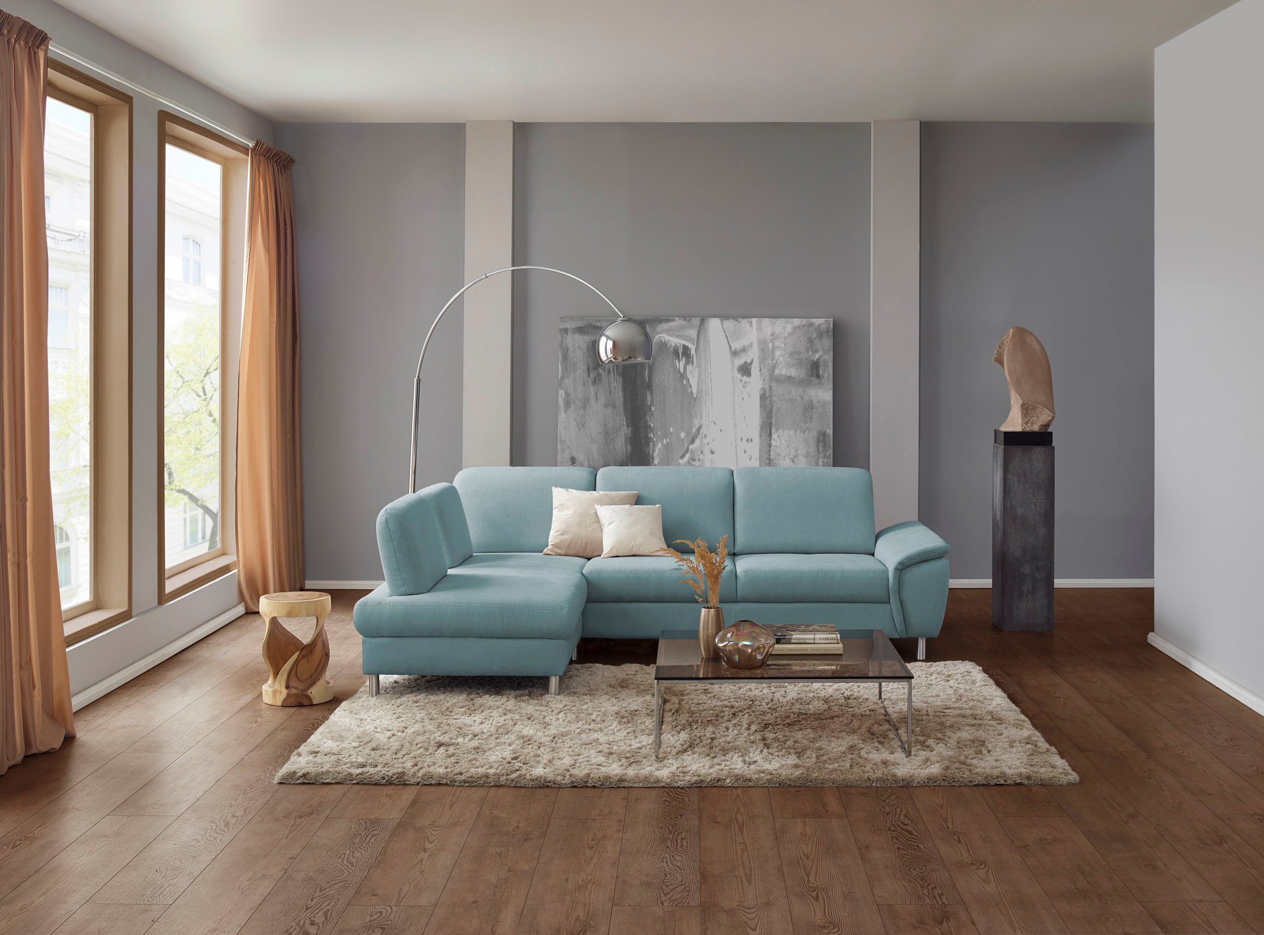 CALIZZA INTERIORS Ecksofa Jade, Kopfteilverstellung und Sitztiefenverstellung, wahlweise Bettfunktion