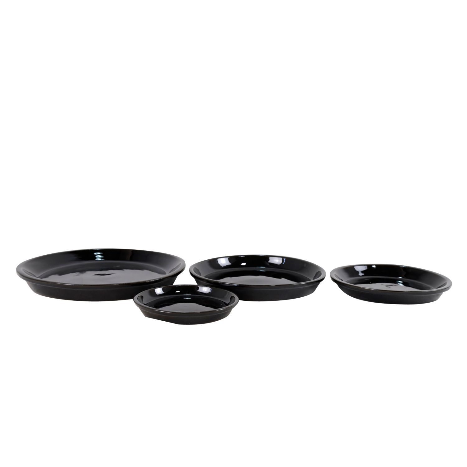 INNA-Glas Topfuntersetzer Blumentopf Untersetzer TALYON, schwarz, 4 Stück, Ø19cm, Ø24cm, Ø30cm