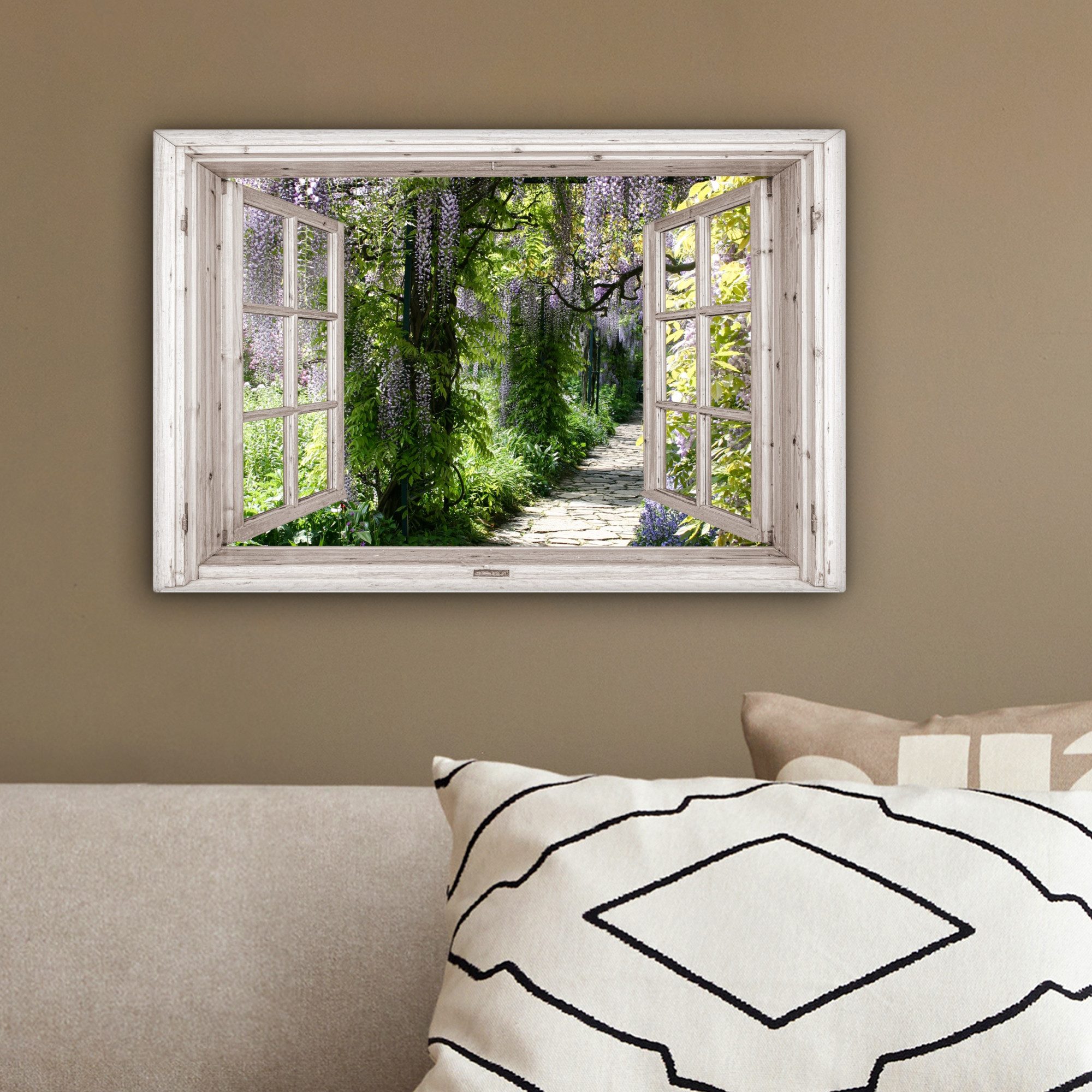 OneMillionCanvasses® Leinwandbild Blauer Regen - Blumen - Aussicht - Baum - Frühling, Fotodruck (1 St), Leinwand Bilder Klein, Wand Dekoration Aesthetic 30x20 c – Bild 4 von 5