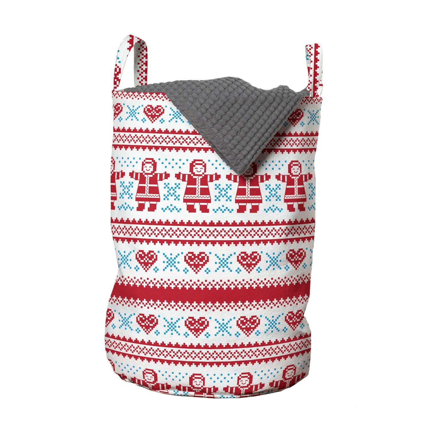 Abakuhaus Wäschesäckchen Wäschekorb mit Griffen Kordelzugverschluss für Waschsalons, nordisch Weihnachten Inspired Ornament