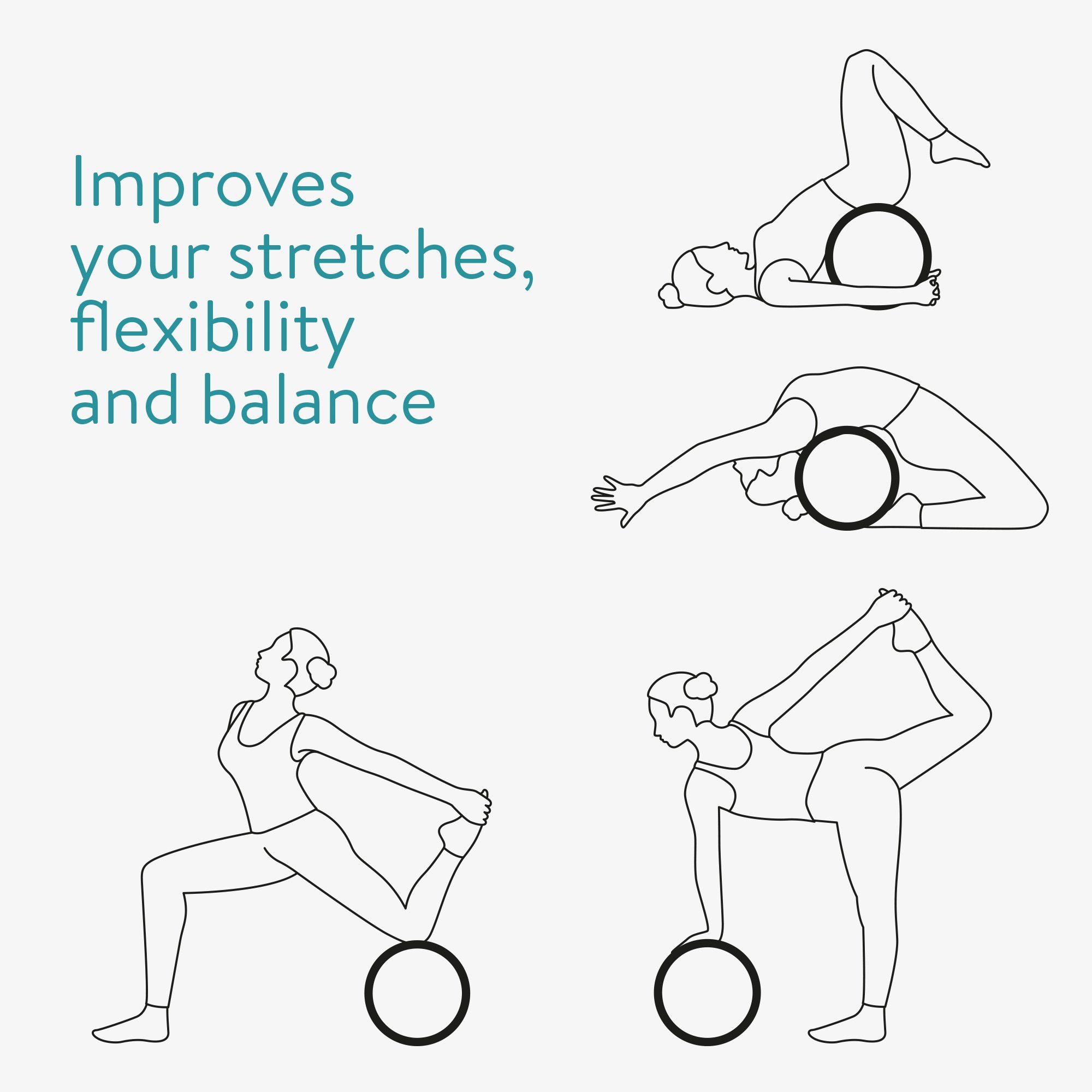 Navaris Yogaball Yoga-Set: Pilates für Massagebälle & Rad Dehnungen