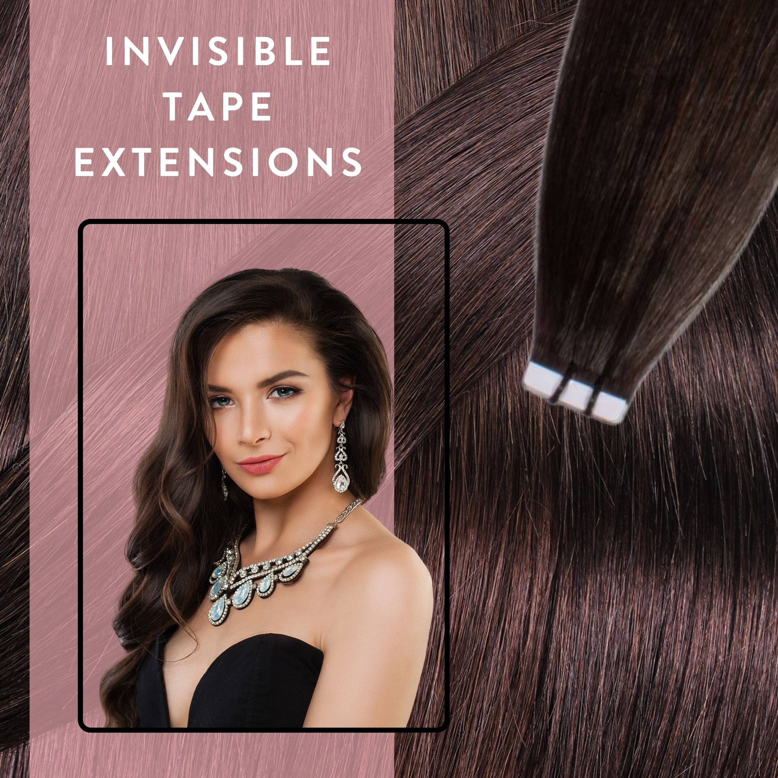 hair2heart Echthaar-Extension Invisible Tape Extensions - Premium #6/3 Dunkelblond Gold 40cm