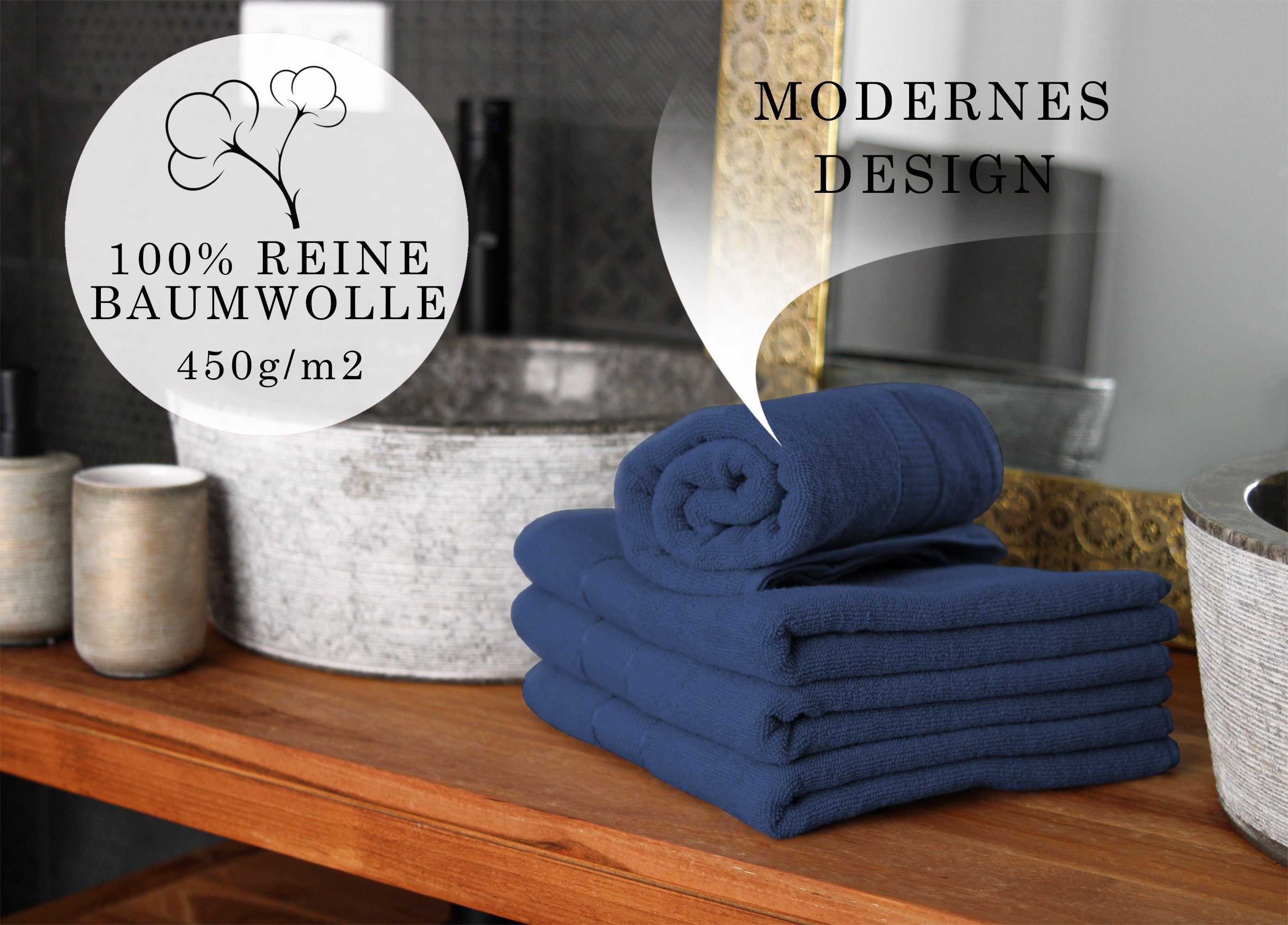 BANANALU Badetücher 2 Baumwolle Frottiertuch, Twilight 4 Handtücher Blue Badetücher Set Qualität 100% Baumwolle 19-3938 + (1-St)