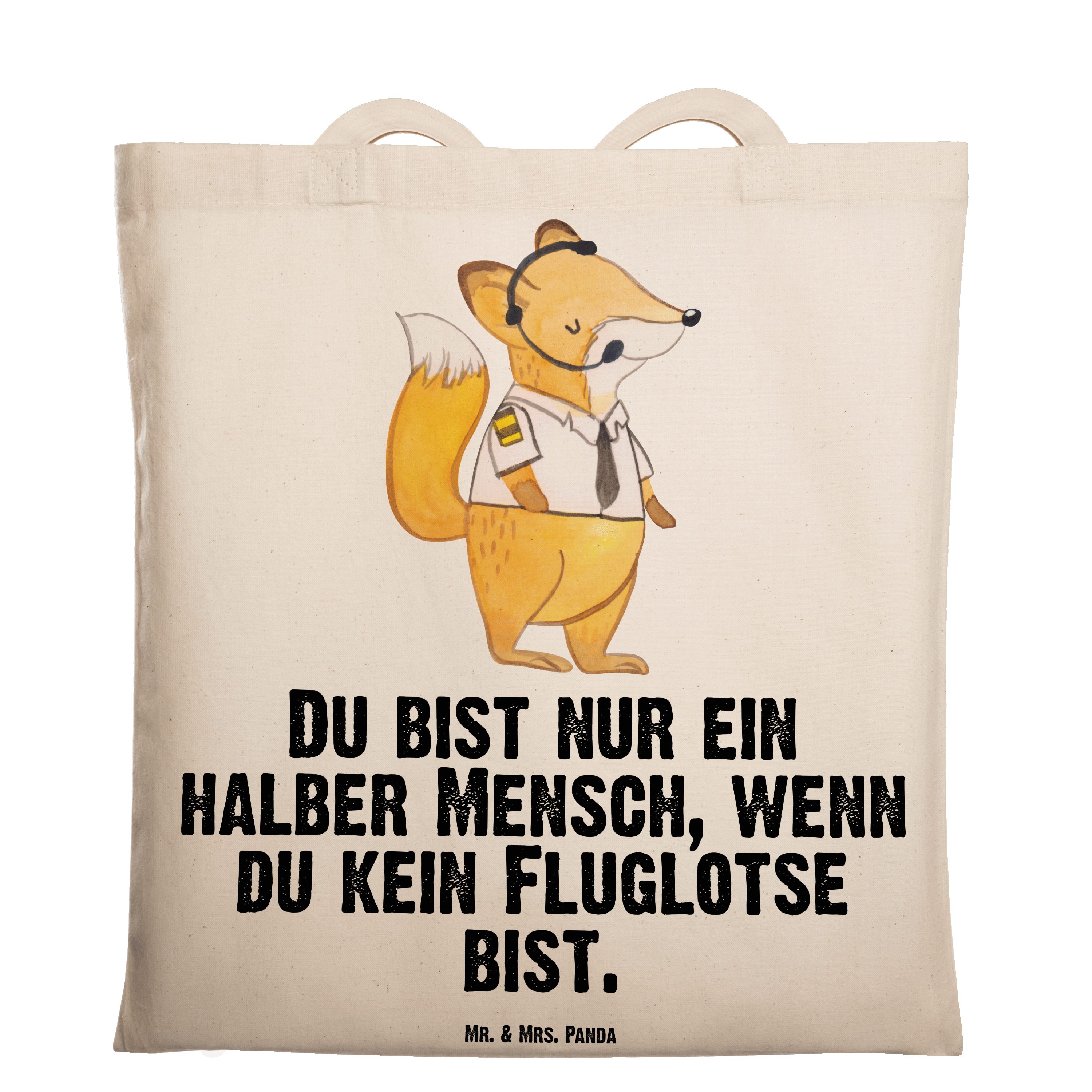 Transparent - Geschenk, Panda Herz Re Tragetasche & mit Fluglotse Beuteltasche, - Mrs. Beutel, (1-tlg) Mr.
