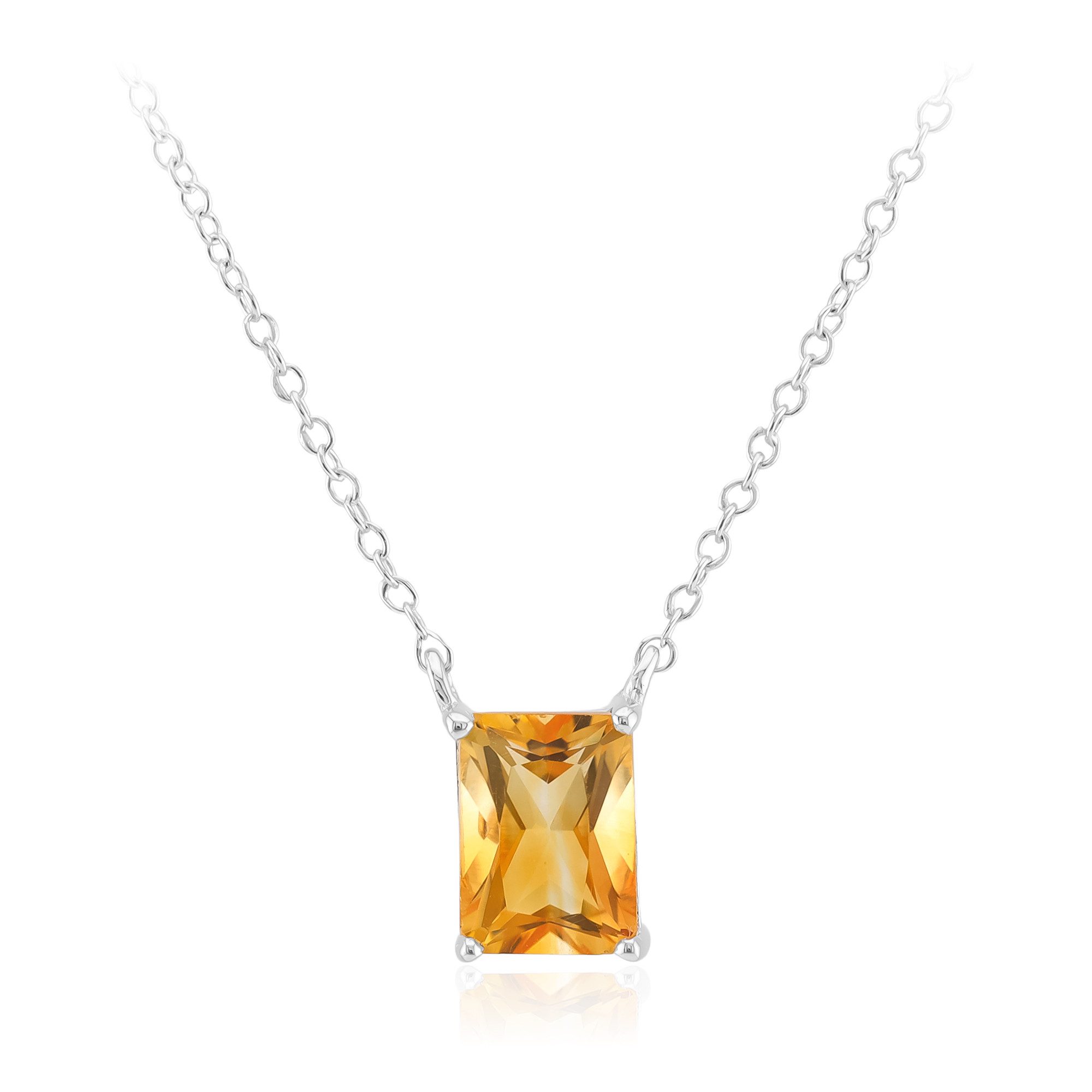 Cavill Silberkette Citrin Anhänger 1,38 ct Oktagon Radiantschliff, 925 Silber (1-tlg)