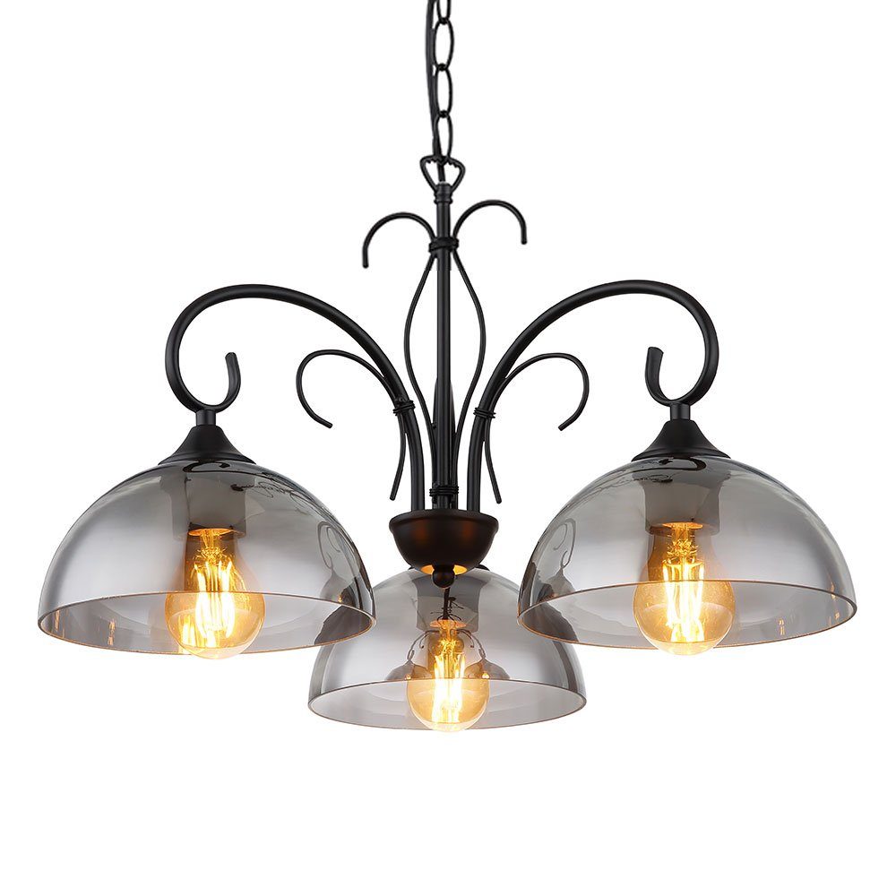 GLOBO LIGHTING Kronleuchter, Leuchtmittel nicht inklusive, Pendelleuchte Wohnzimmerlampe Rauchglas Höhenverstellbar H 120 cm