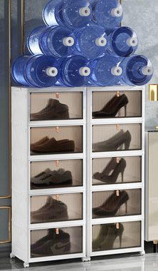 Coonoor Schuhschrank Transparent Faltbare Schuhschrank Staubdichter, montierbarer Kunststoffschuhschrank (1/2/3 Ebene)