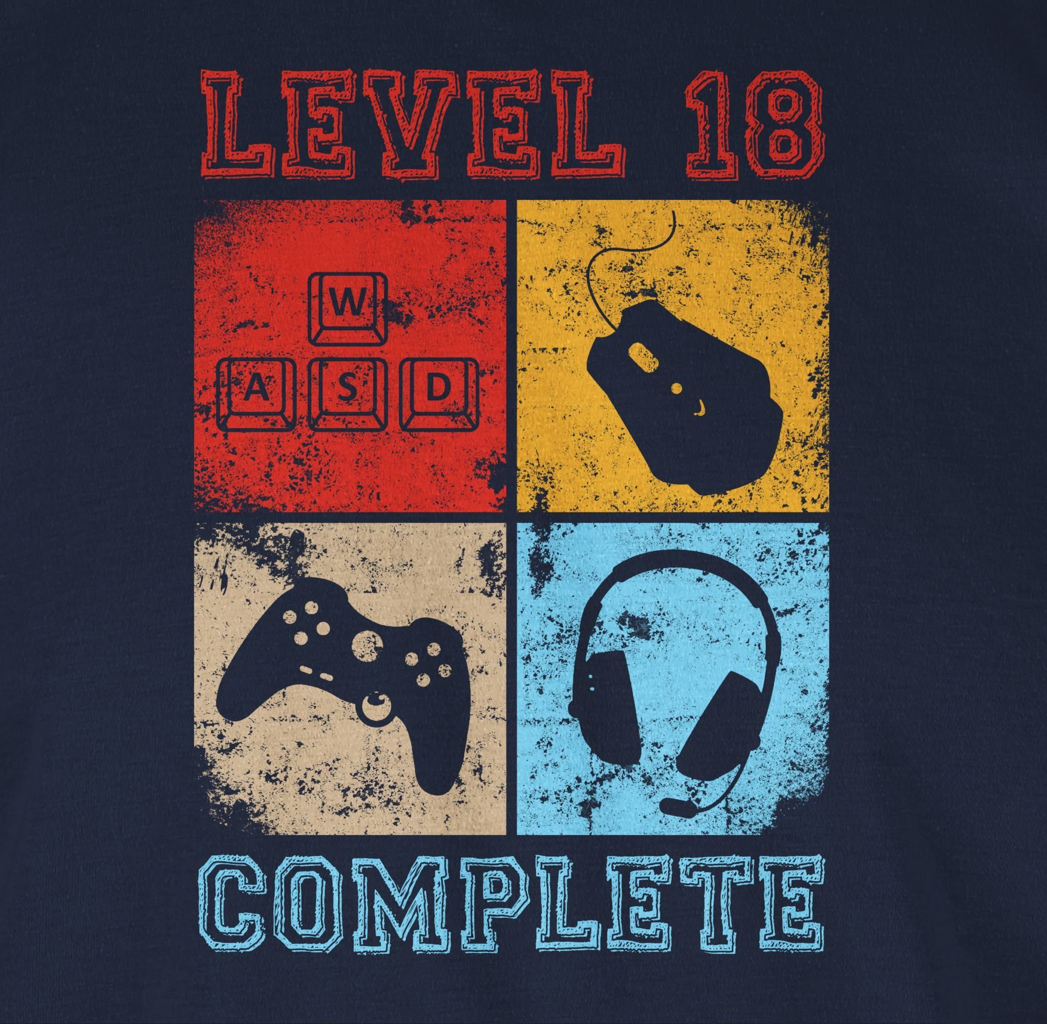 Level 02 Geburtstag T-Shirt Completed Shirtracer Blau Complete Navy 18. 18