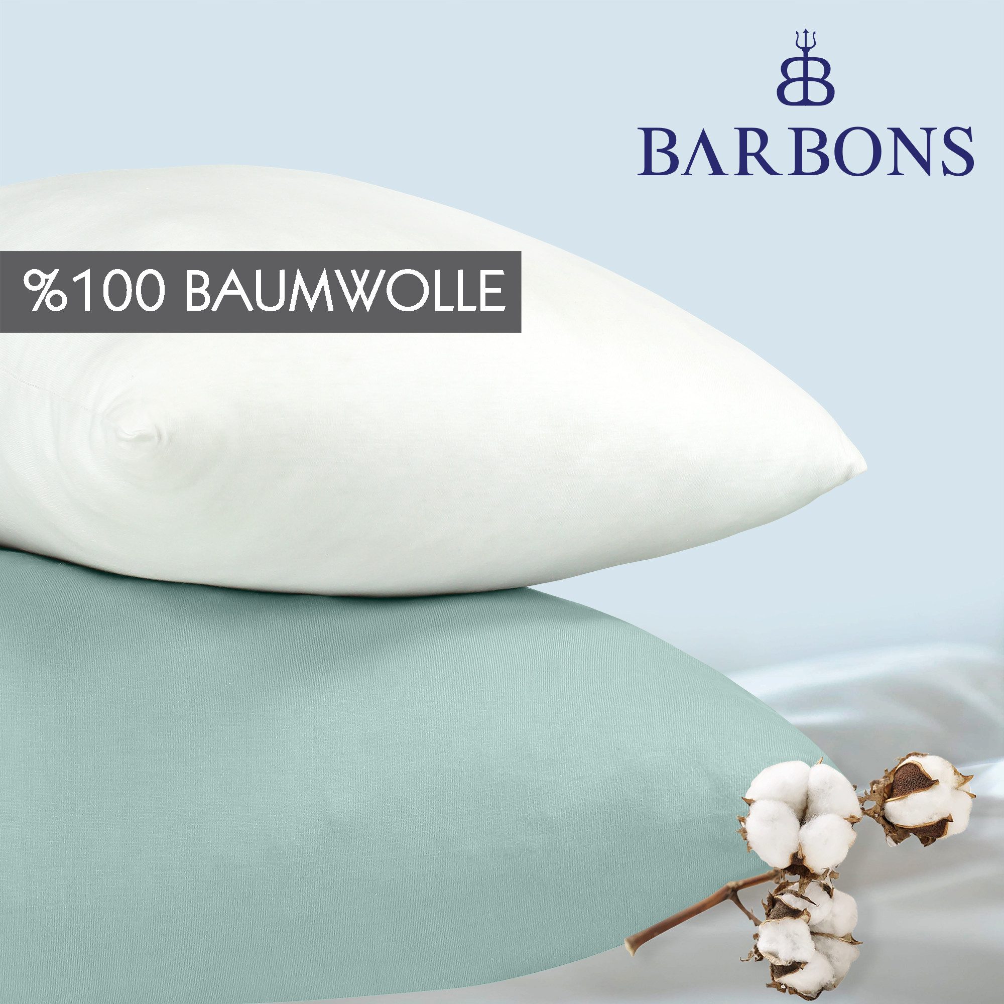 BARBONS Kissenbezug 100% Baumwolle Kissenbezug, weiche Kopfkissenbezug, Kissenhülle, (2 Stück), 165 g/m², Jersey