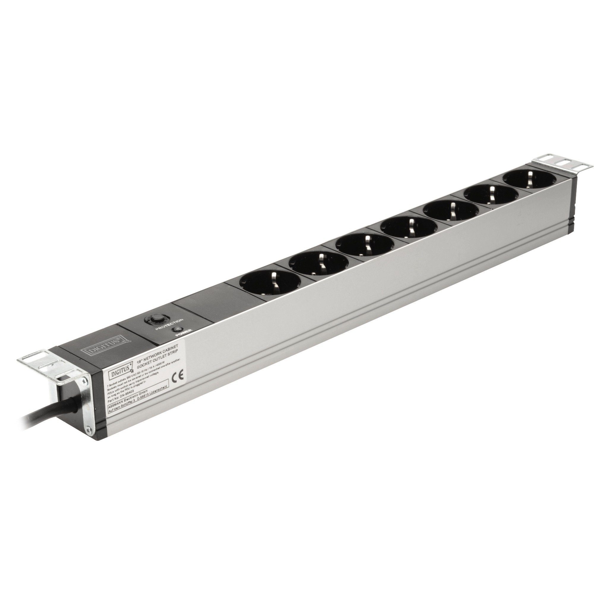 Digitus Digitus 19" Steckdosenleiste mit Aluminiumprofil, Mehrfachsteckdose