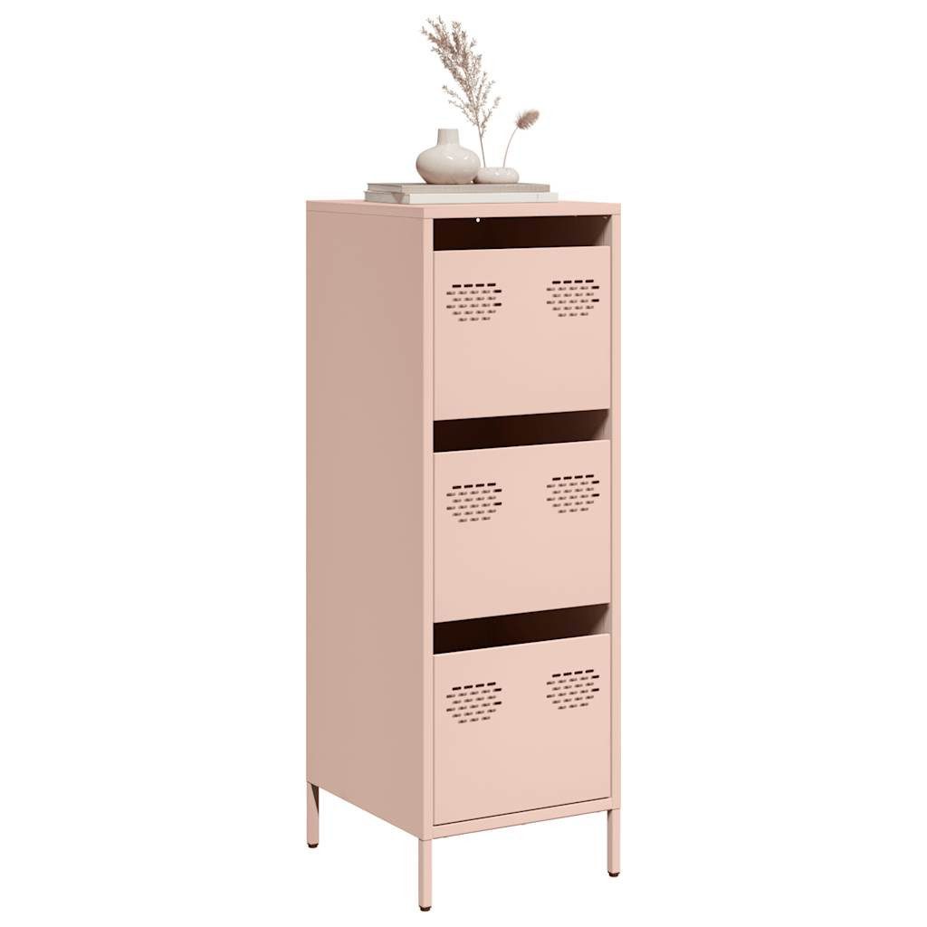 furnicato Highboard 39 x 35 x 103,5 cm Rosa (1 St), Stabiler Metallschrank mit 3 Schubladen für dein Büro
