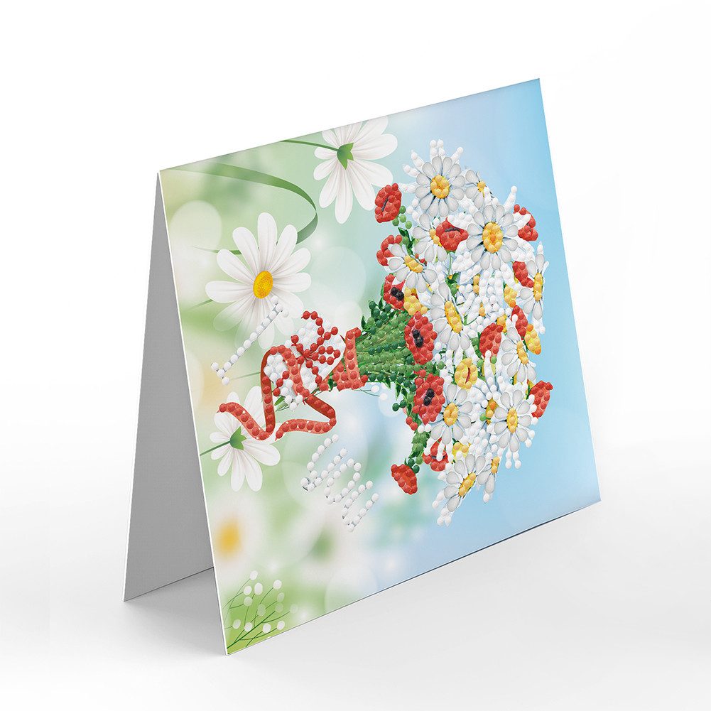 GarveeMore Glückwunschkarte 8pcs 5d Diamond Malerei Cartoon Blume Muster Urlaub Grußkarte