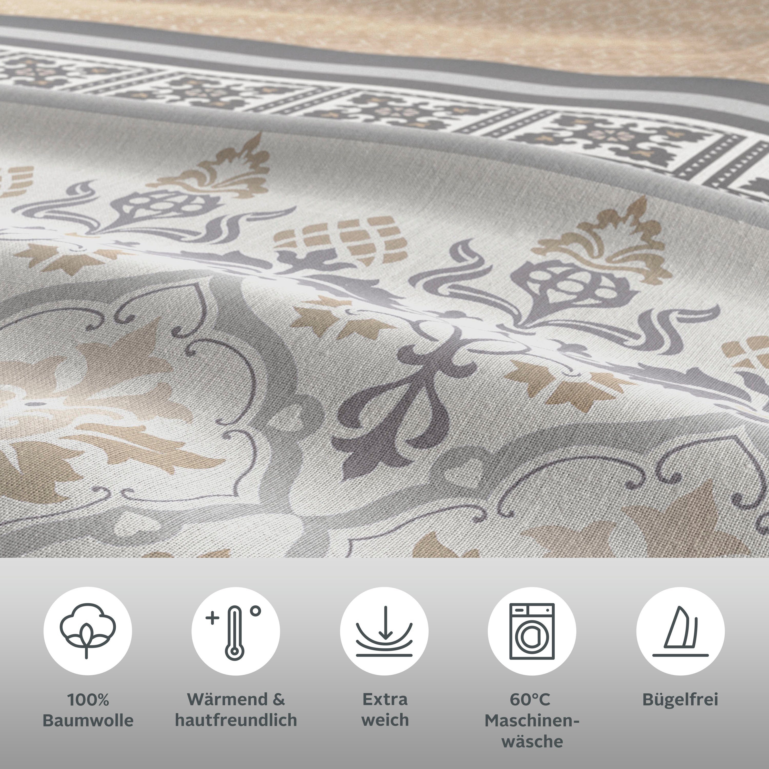 OTTO home Bettwäsche Cremona, Biber, 2 teilig, romantische Bettwäsche in verschiedenen Qualitäten, ab Gr. 135x200 cm