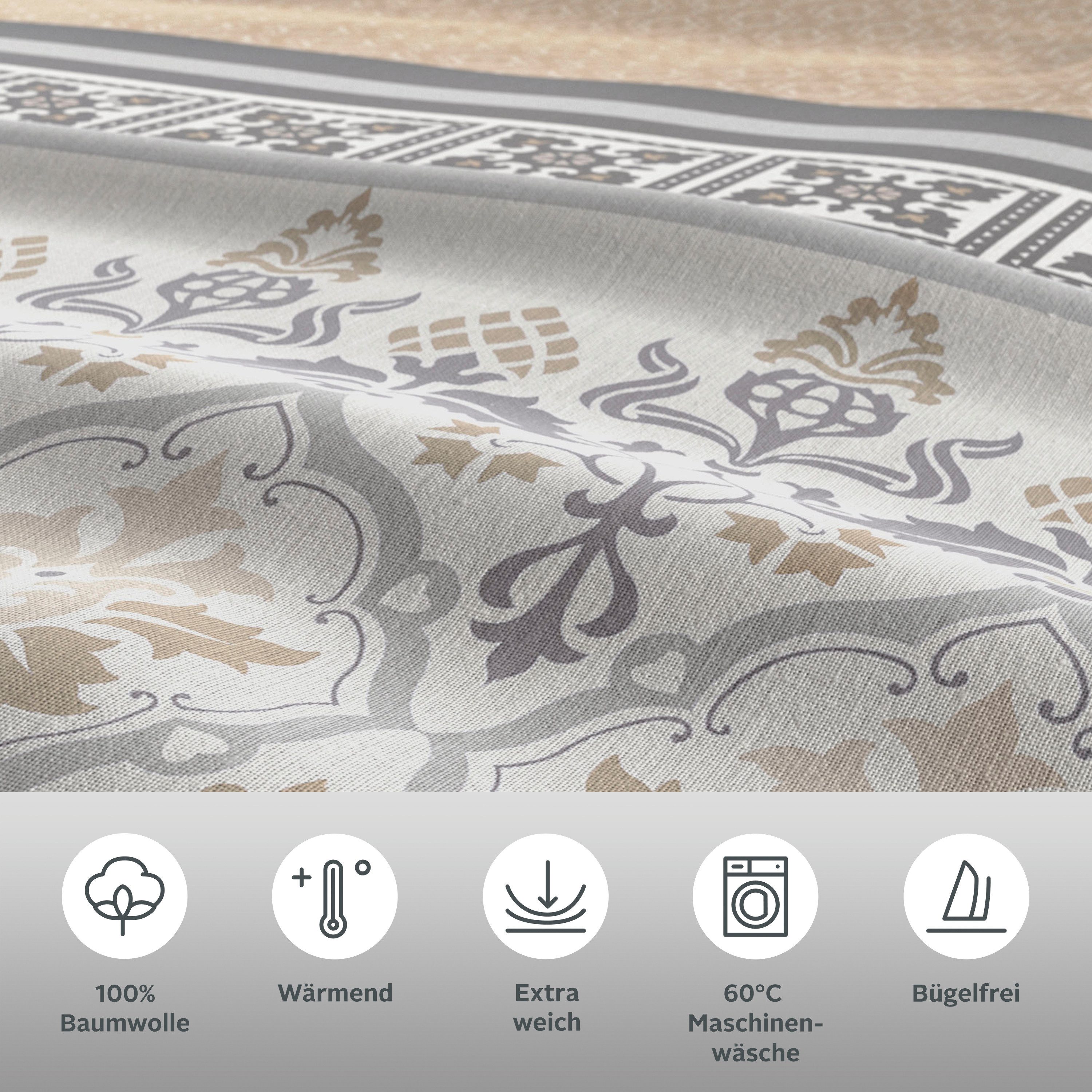 OTTO home Bettwäsche Cremona in Gr. 135x200, 155x220 cm u.a. Bettwäsche-Set mit Ornamenten, Biber, 2 teilig, romantische Bettwäsche in verschiedenen Qualitäten, – Bild 5 von 5