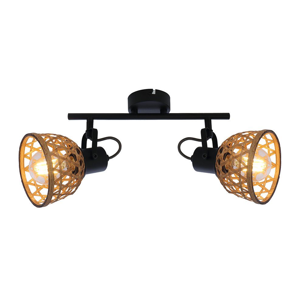 etc-shop LED Deckenspot, Leuchtmittel nicht Deckenlampe Style Bambus inklusive, Deckenleuchte Boho Strahler