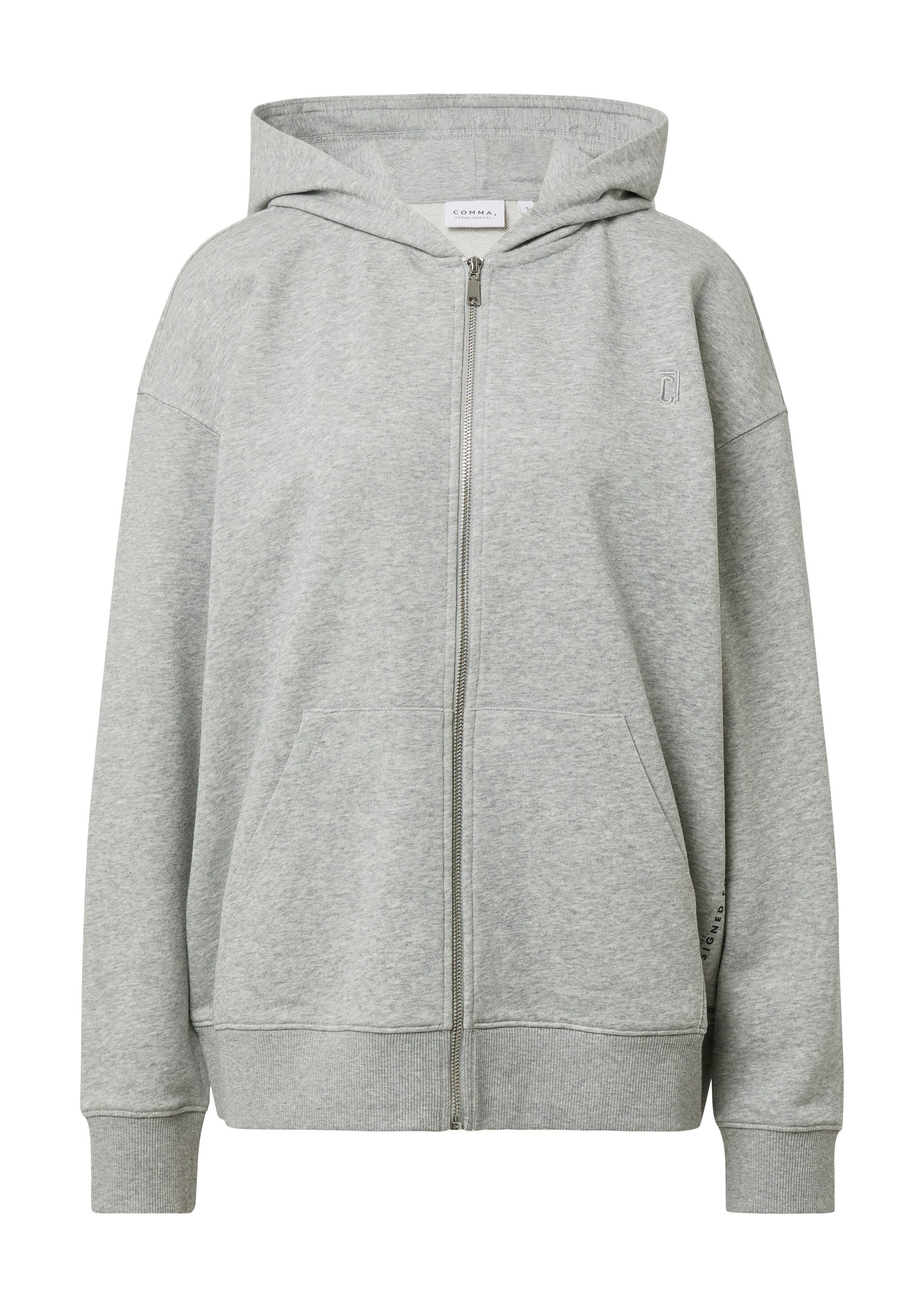 comma Sweatjacke Sweatshirt Oversized Sweatjacke mit Kapuze