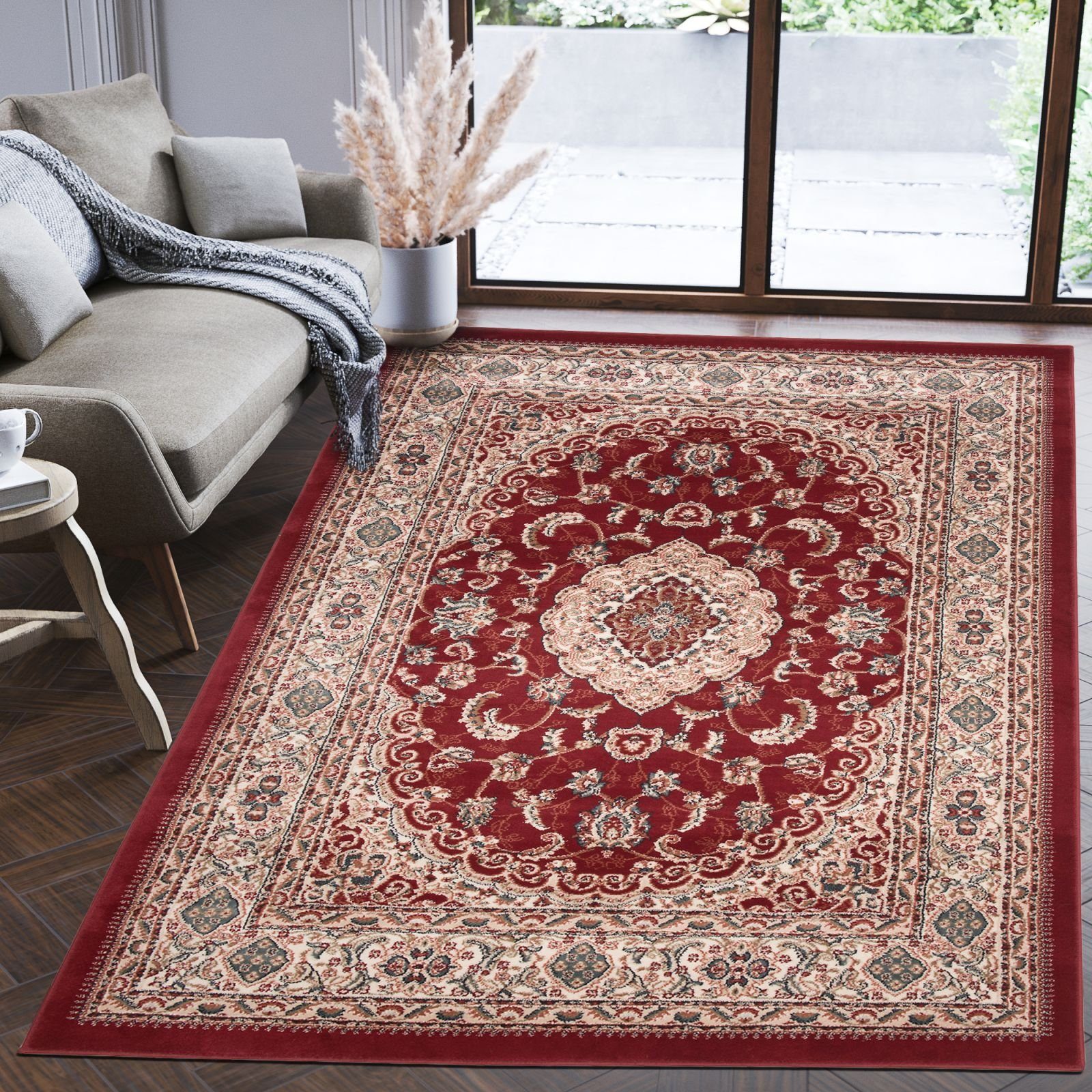 Orientteppich Oriente Teppich - Traditioneller Teppich Orient Rot Beige,  Mazovia, 80 x 150 cm, Geeignet für Fußbodenheizung, Pflegeleicht,  Wohnzimmerteppich, 100% Sicherheit