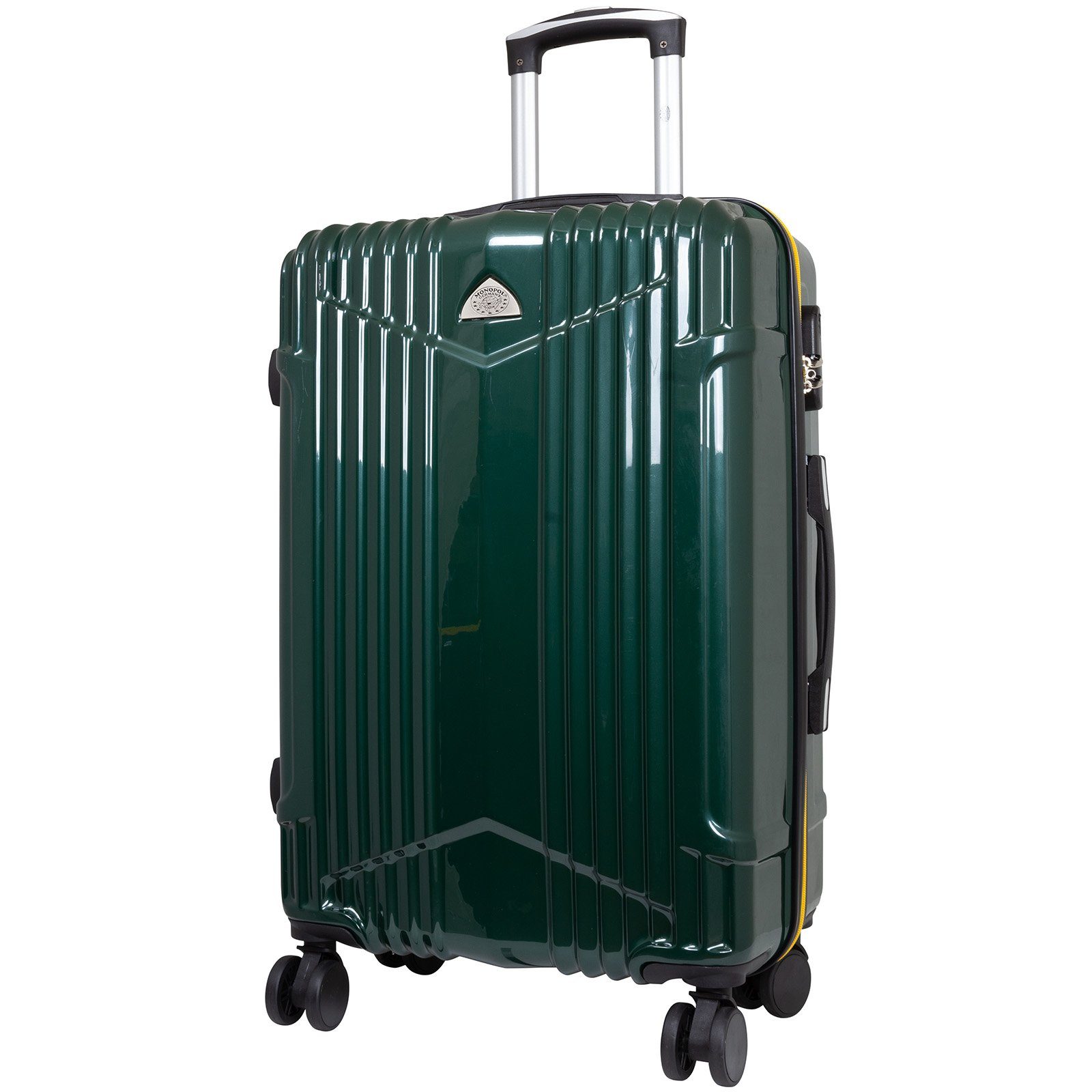 Trendyshop365 Hartschalen-Trolley Koffer mittelgroß 68cm Daytona, 4 Farben, 4 Rollen, Zahlenschloss, Polycarbonat Hartschale grün