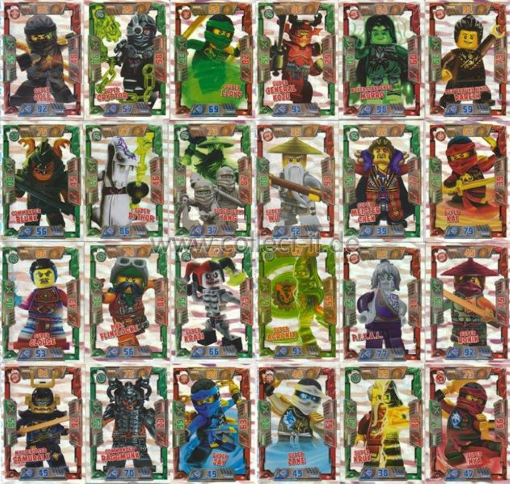 LEGO® Sammelkarte LEGO Ninjago 2 (Serie 2) Alle 24 Super Holo Karten - Deutsch