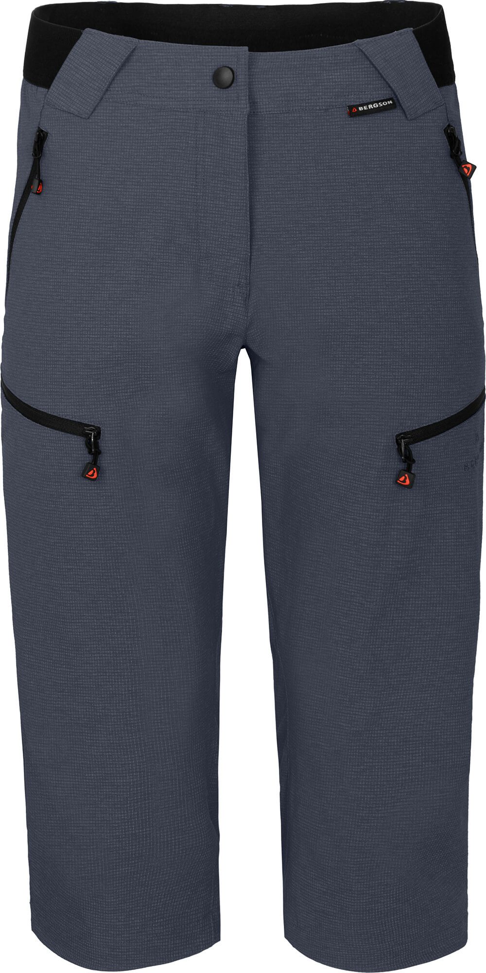 Bergson Outdoorhose PORI Capri Damen 3/4 Wanderhose, robust, elastisch, Normalgrößen, grau/blau