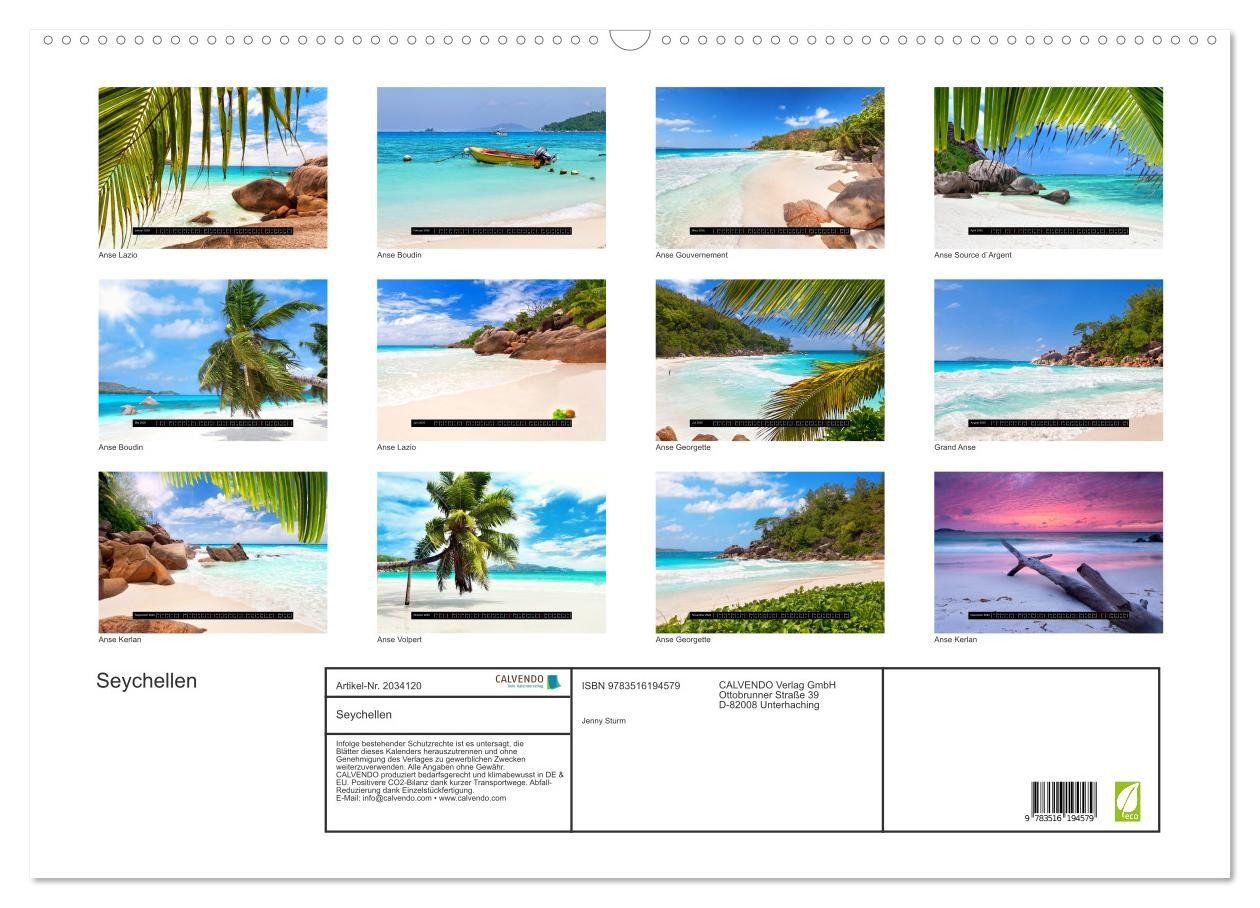 Thumbnail - CALVENDO Wandkalender Seychellen (Wandkalender 2026 DIN A2 quer), CALVENDO Monatskalender