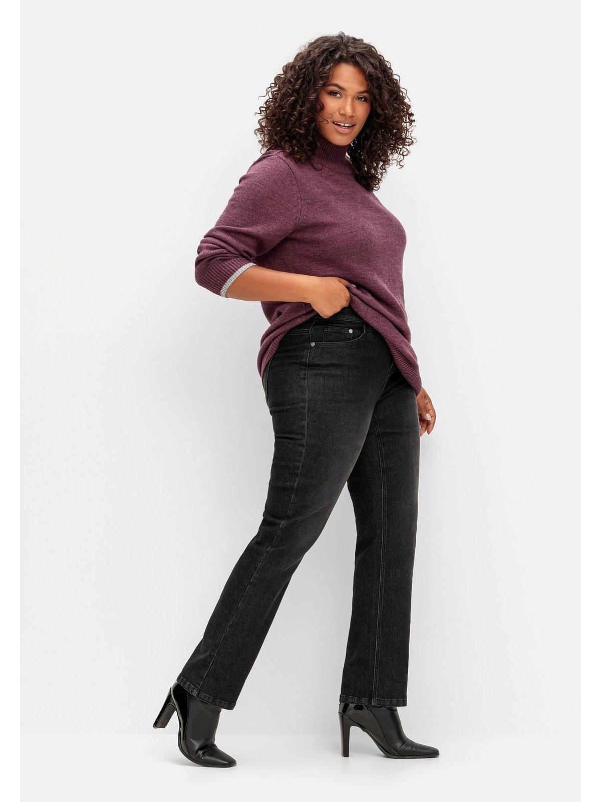 mit Große Sheego Stretch-Jeans Denim TruTemp365® Fasern black funktionellen Größen
