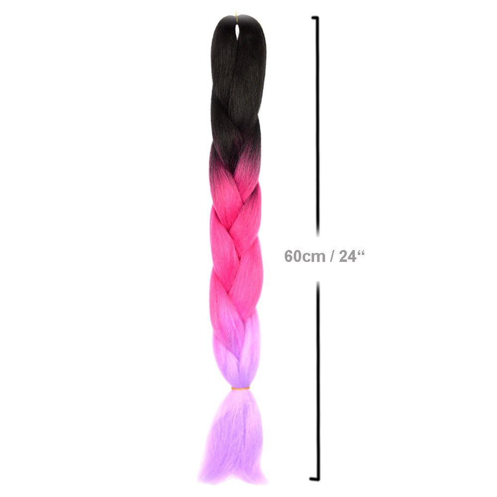 MyBraids BRAIDS! Braids Zöpfe Kunsthaar-Extension im Pack 3er Jumbo YOUR 21-CY 3-farbig Flechthaar Schwarz-Fuchsia-Hellviolett