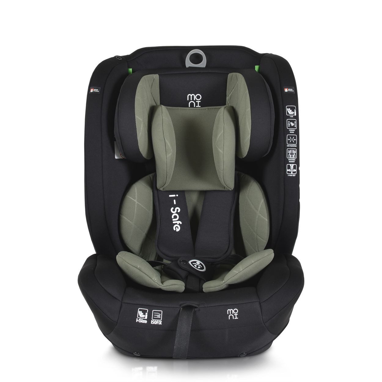 Moni Autokindersitz Kindersitz i-Size i-Safe, ab: 1.25, bis: 12, (76-150cm) Isofix, Top Tether, 13-fach verstellbar