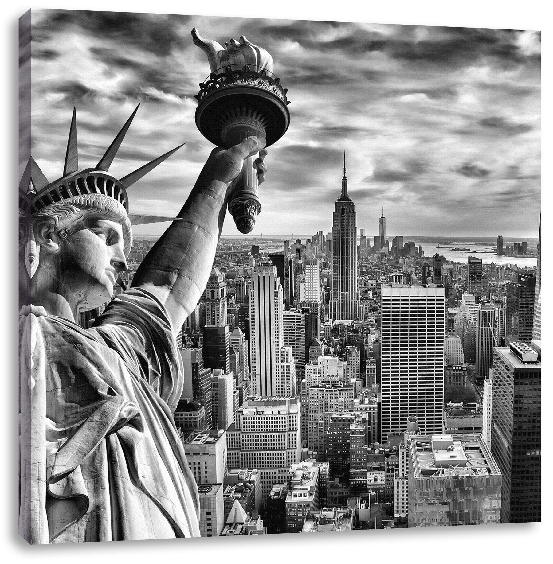 Leinwandbild inkl. York York, Zackenaufhänger in bespannt, in (1 Leinwandbild Freiheitsstatue fertig New Pixxprint New St), Freiheitsstatue