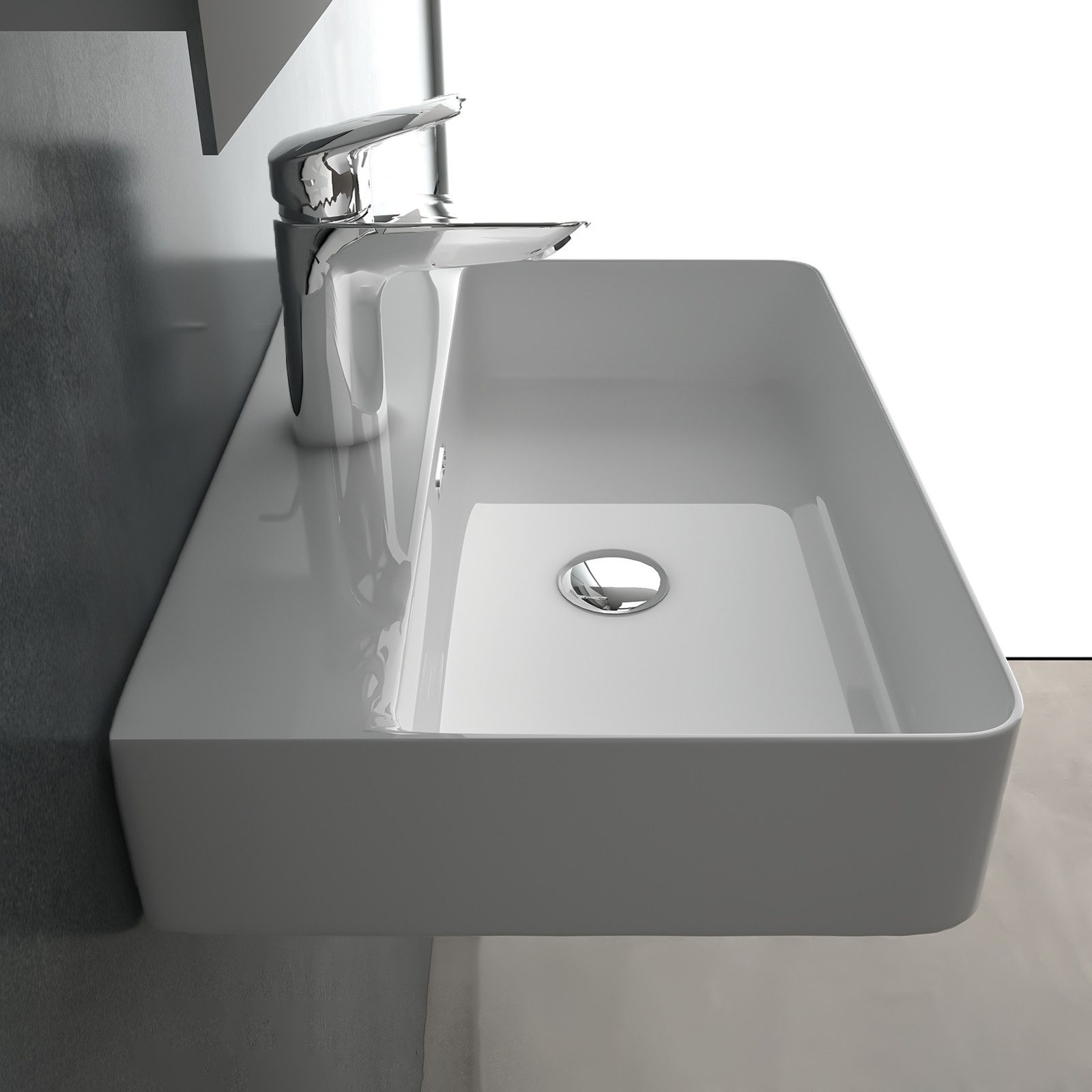 Alpenberger Waschbecken 60 cm Breit - Aufsatzwaschbecken Eckig mit Nano - Weiß (Hängewaschbecken, Handwaschbecken), pflegeleicht durch Lotus Effekt, mit Überlau – Bild 3 von 5