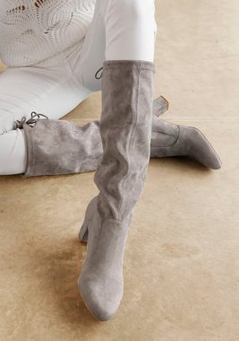 LASCANA Stiefel aus elastischem Stretchmaterial mit Langschaft und Blockabsatz VEGAN