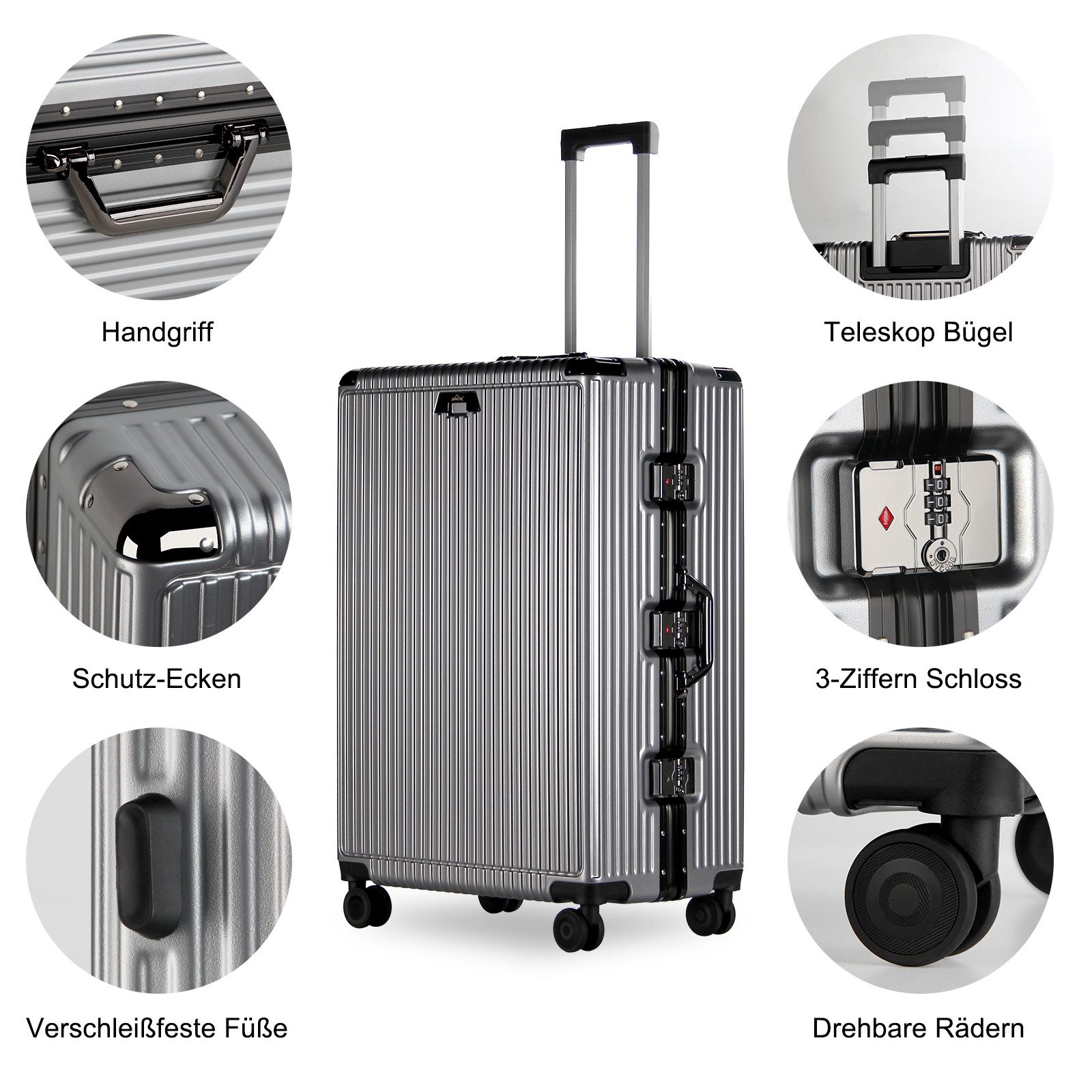 HOMELUX Trolleyset Trolley Größe M, L, XL Reisekoffer Alu-Rahmen ABS & TSA günstig online kaufen