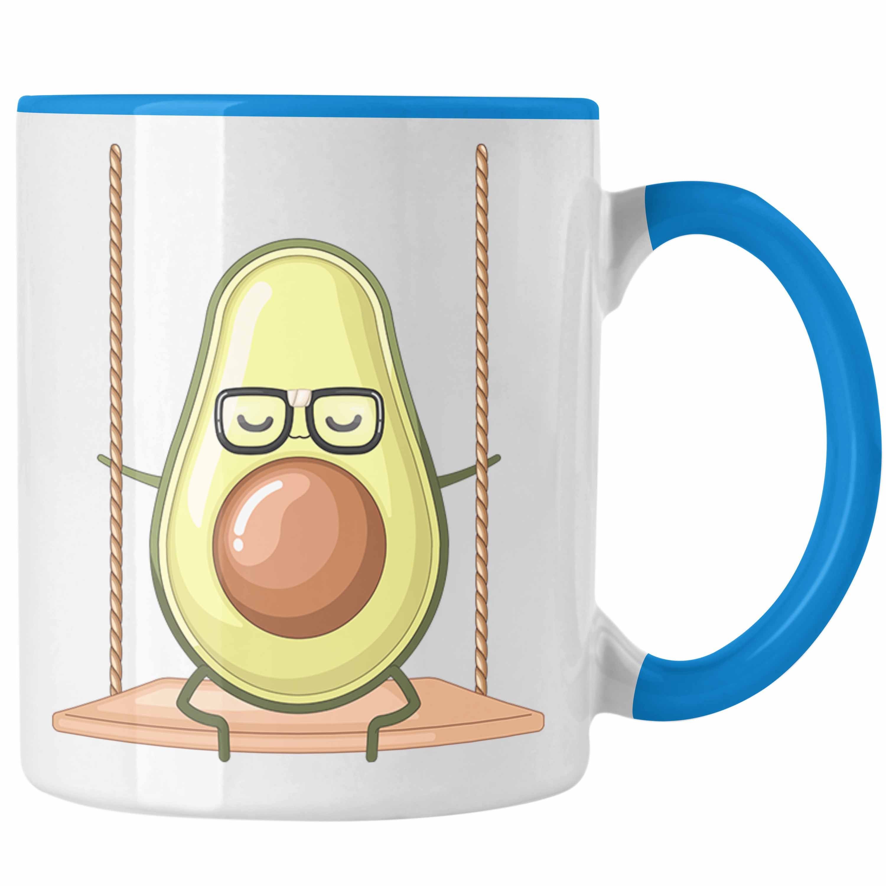 Trendation Tasse Lustige Tasse mit Avocado-Motiv - Originelle Geschenkidee für Avocado- Blau