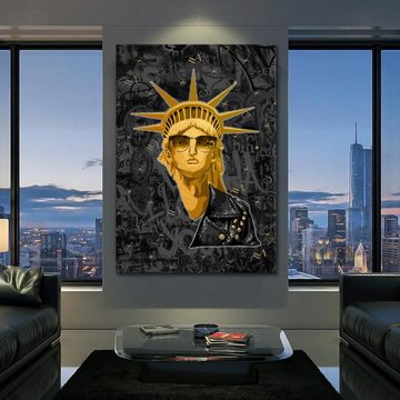 ArtMind XXL-Wandbild Goldene Freiheitsstatue, Premium Wandbilder als Poster & gerahmte Leinwand in 4 Größen, Wall Art, Bild, Canva